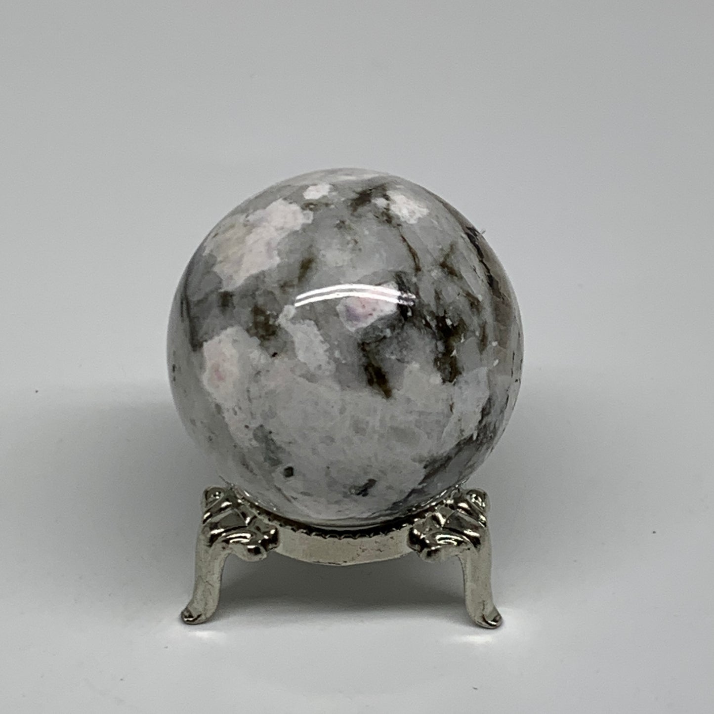 122.5g, 1.8"(45mm), Natural Rainbow Moonstone Sphere Ball Gemstone, B35175