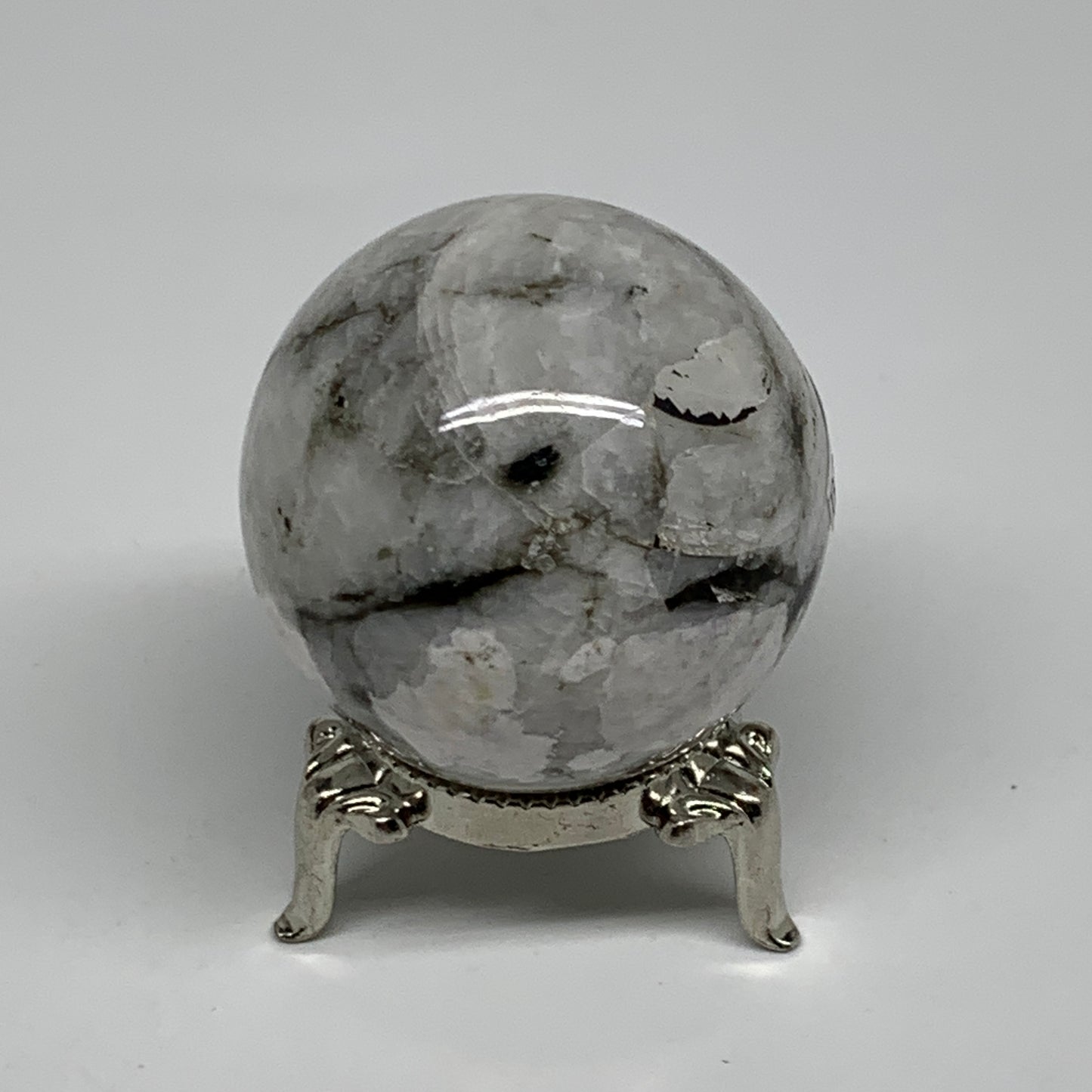 122.5g, 1.8"(45mm), Natural Rainbow Moonstone Sphere Ball Gemstone, B35175