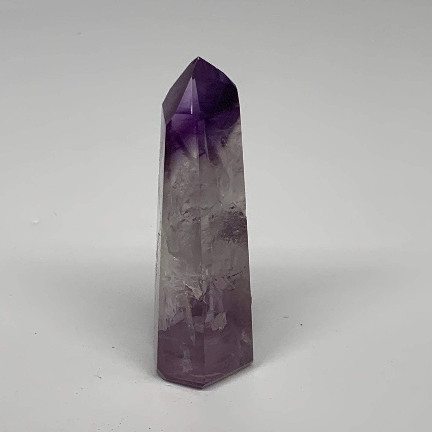 64.8g, 3.1"x1"x0.8", Natural Amethyst Tower Point Obelisk @Brazil, B32369