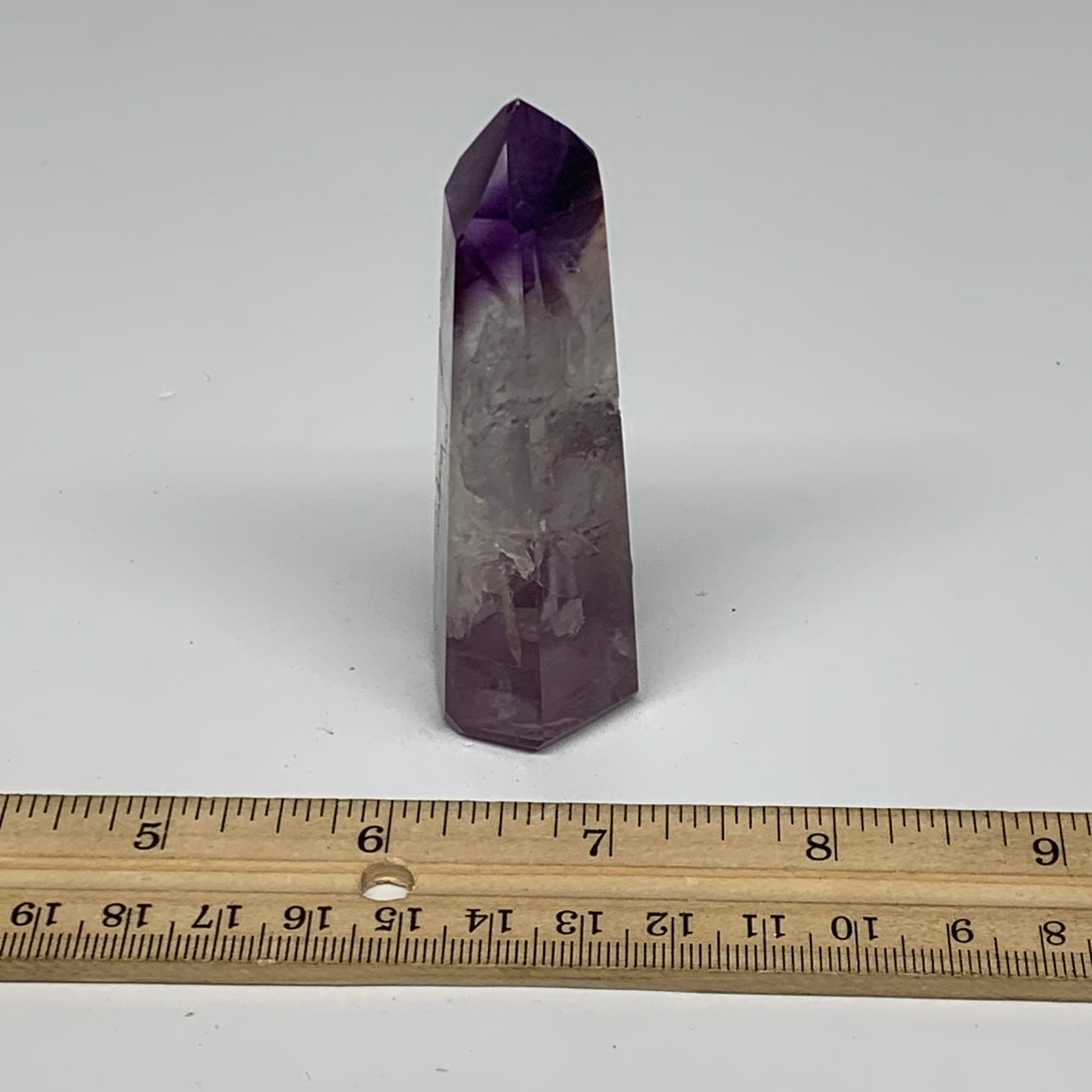 64.8g, 3.1"x1"x0.8", Natural Amethyst Tower Point Obelisk @Brazil, B32369