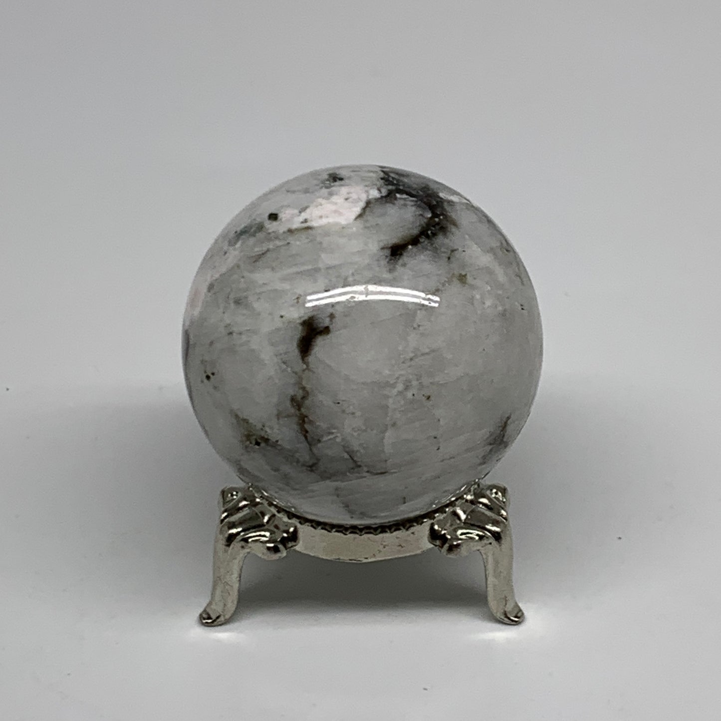 122.5g, 1.8"(45mm), Natural Rainbow Moonstone Sphere Ball Gemstone, B35175