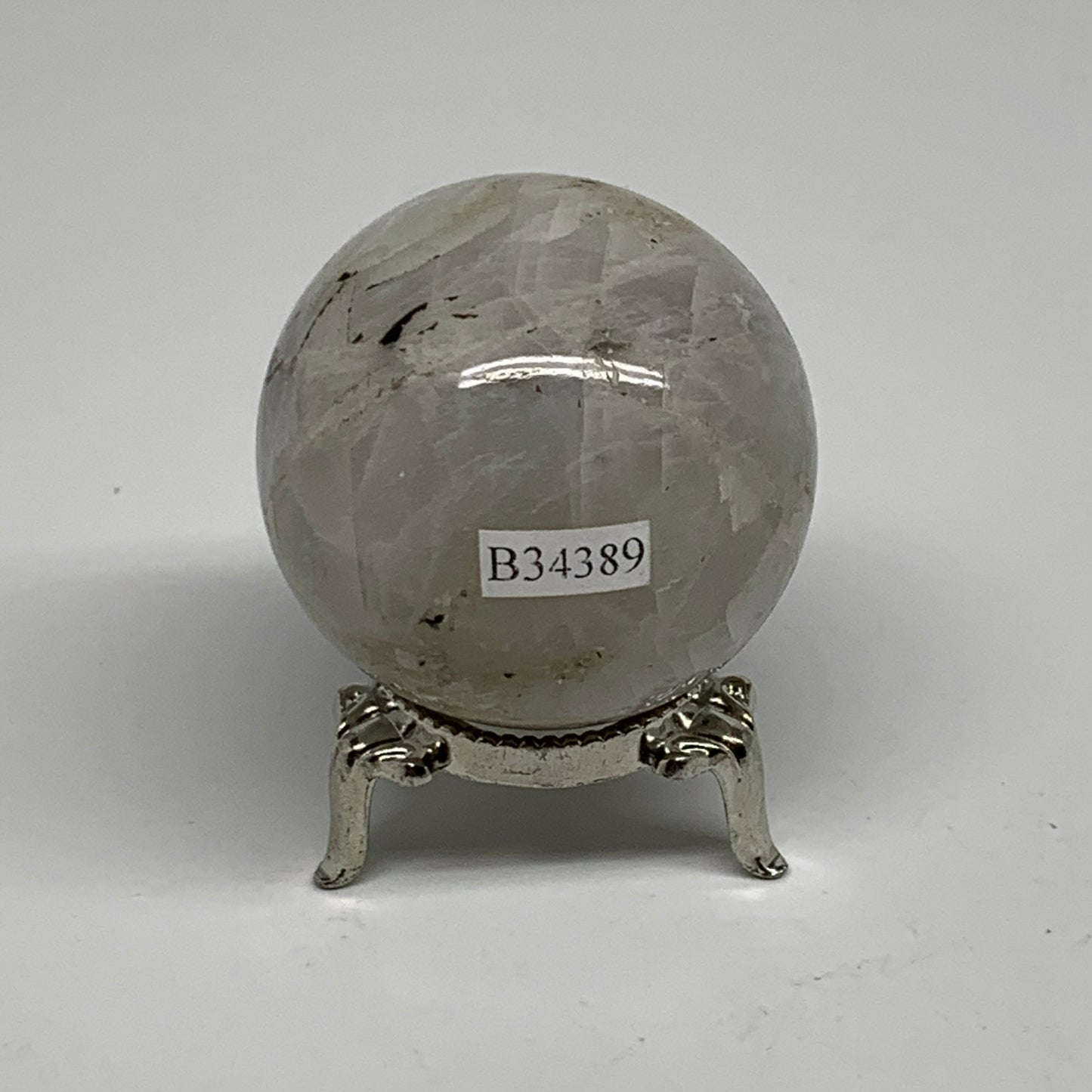 147.6g, 1.9"(48mm), Natural Rainbow Moonstone Sphere Ball Gemstone, B34389