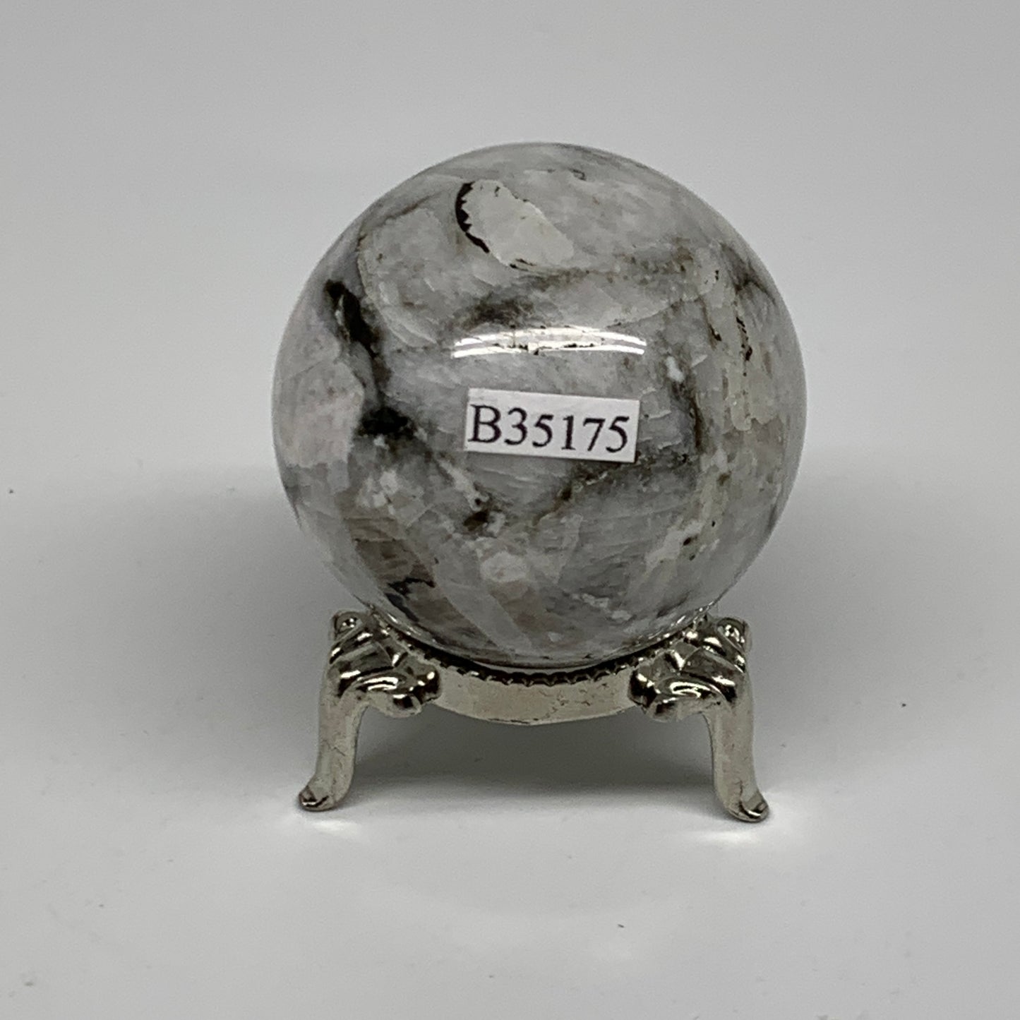 122.5g, 1.8"(45mm), Natural Rainbow Moonstone Sphere Ball Gemstone, B35175