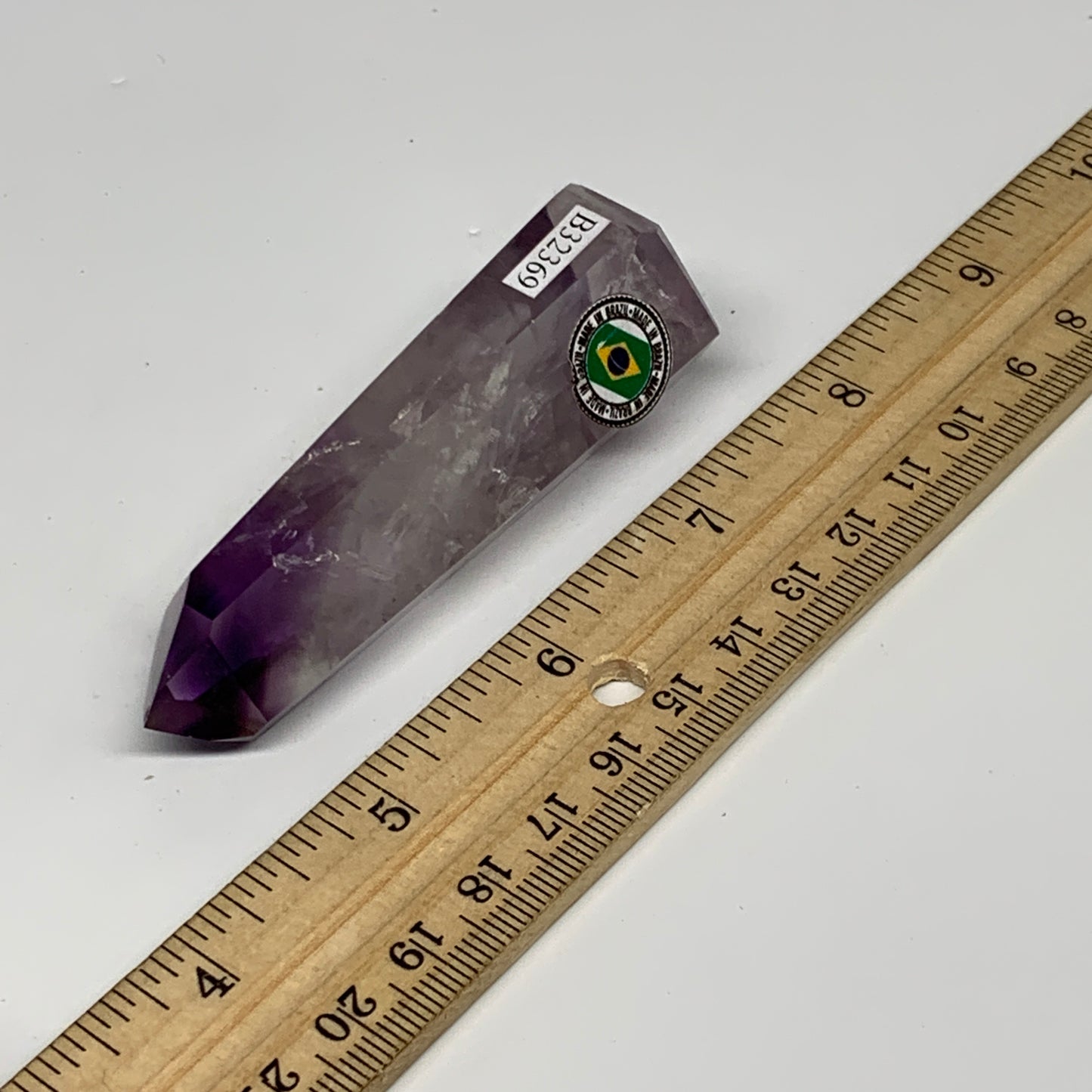 64.8g, 3.1"x1"x0.8", Natural Amethyst Tower Point Obelisk @Brazil, B32369