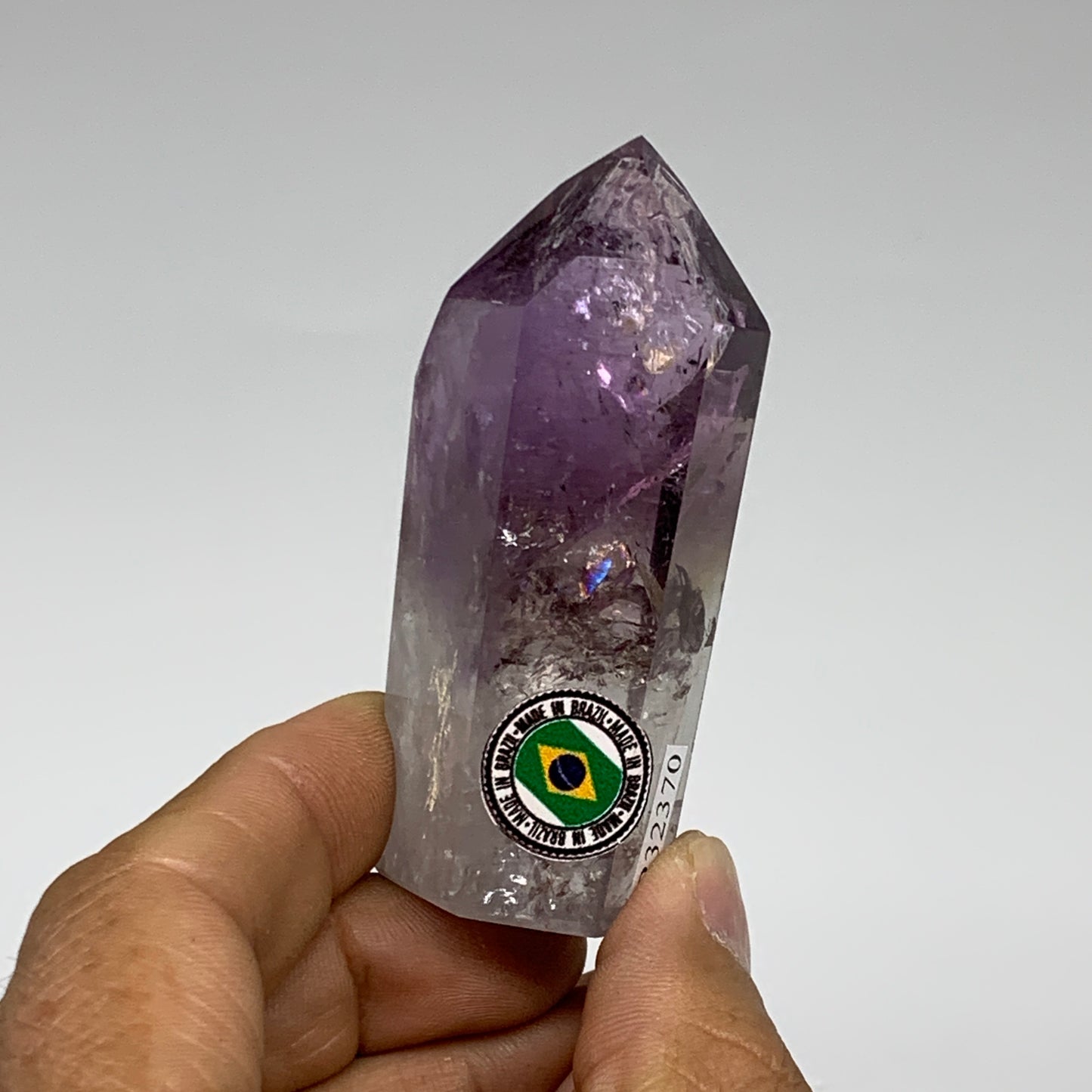 73.1g, 2.6"x1.2"x0.9", Natural Amethyst Tower Point Obelisk @Brazil, B32370