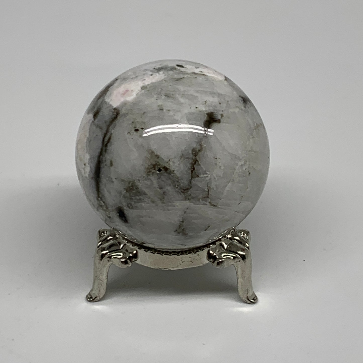 122.5g, 1.8"(45mm), Natural Rainbow Moonstone Sphere Ball Gemstone, B35175