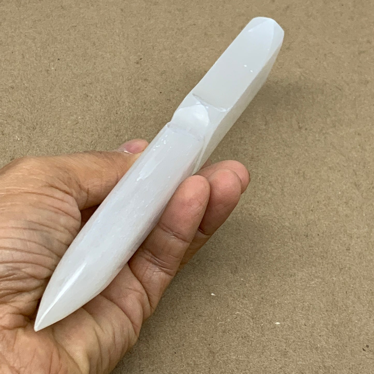 175g, 7.5"x1.4"x0.7", Natural Selenite Crystal Dagger (Satin Spar), B36910