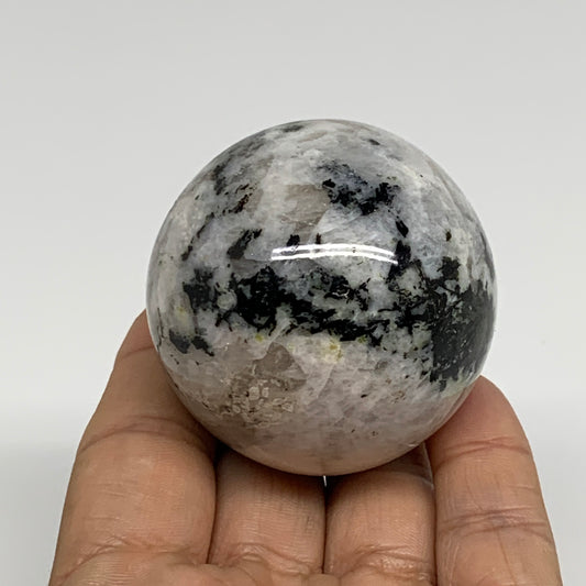 186.7g, 2"(50mm), Natural Rainbow Moonstone Sphere Ball Gemstone, B34390