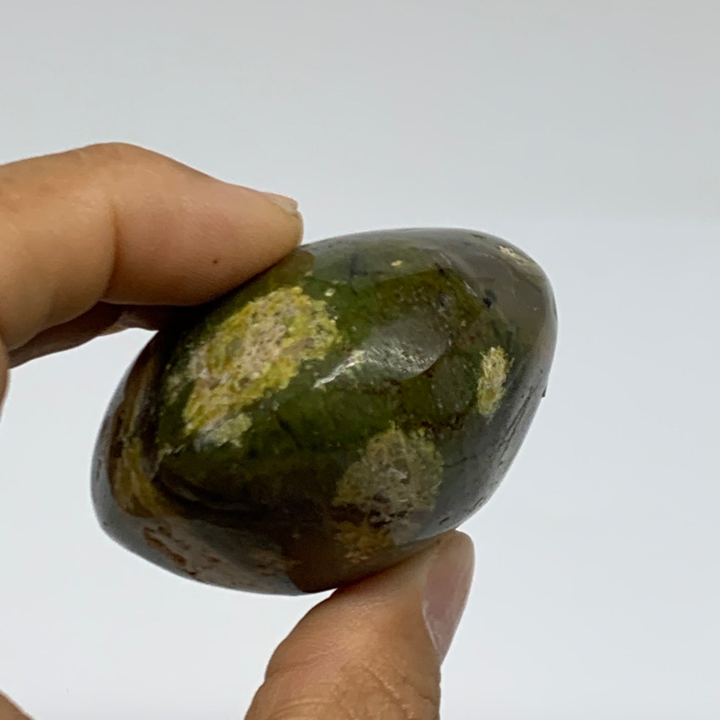 134.4g, 2.4"x2"x1.3", Green Opal Crystal PalmStone Polished Reiki, B38254