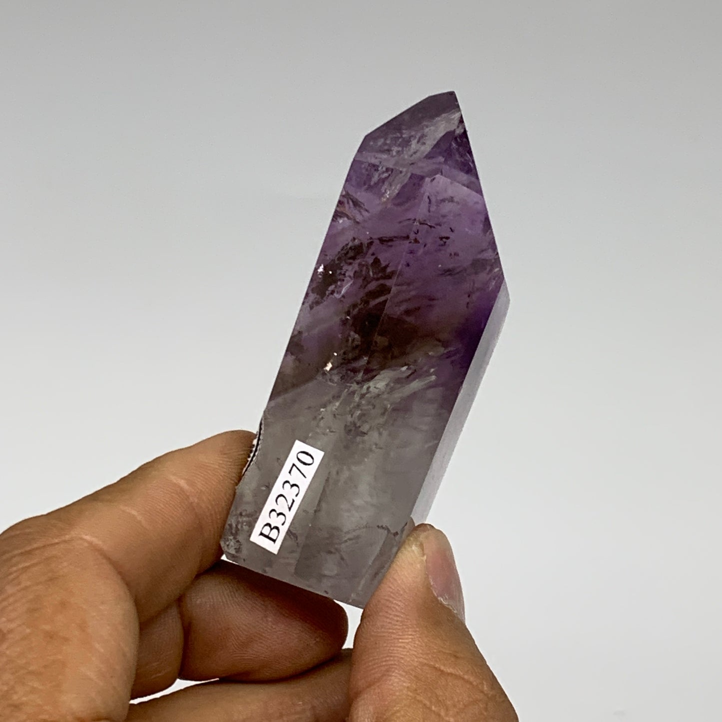 73.1g, 2.6"x1.2"x0.9", Natural Amethyst Tower Point Obelisk @Brazil, B32370
