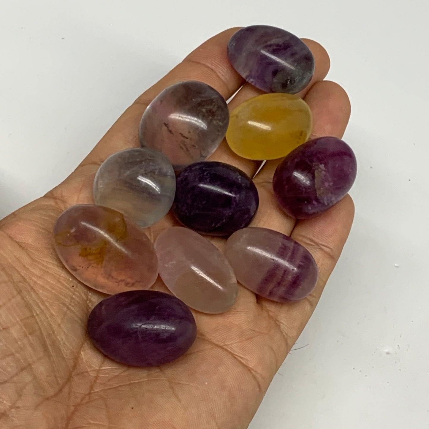 148.2g, 0.9"-1.2", 10pcs, Multi Color Fluorite Crystal Tumbled Stones, B28726