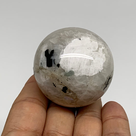 131.8g, 1.8"(45mm), Natural Rainbow Moonstone Sphere Ball Gemstone, B35176