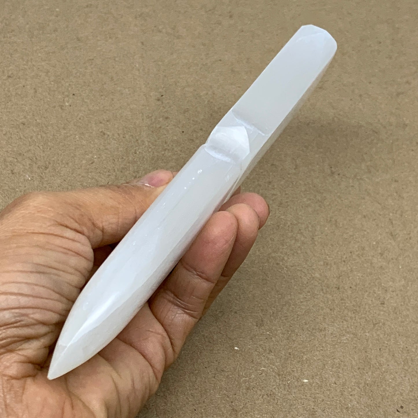 175g, 7.5"x1.4"x0.7", Natural Selenite Crystal Dagger (Satin Spar), B36910