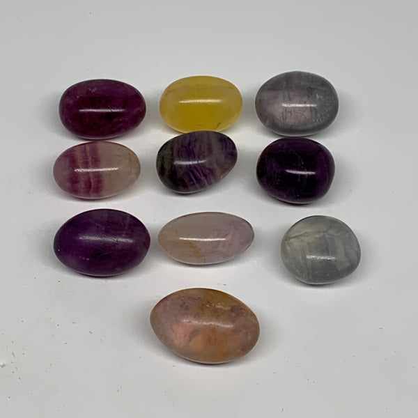 148.2g, 0.9"-1.2", 10pcs, Multi Color Fluorite Crystal Tumbled Stones, B28726