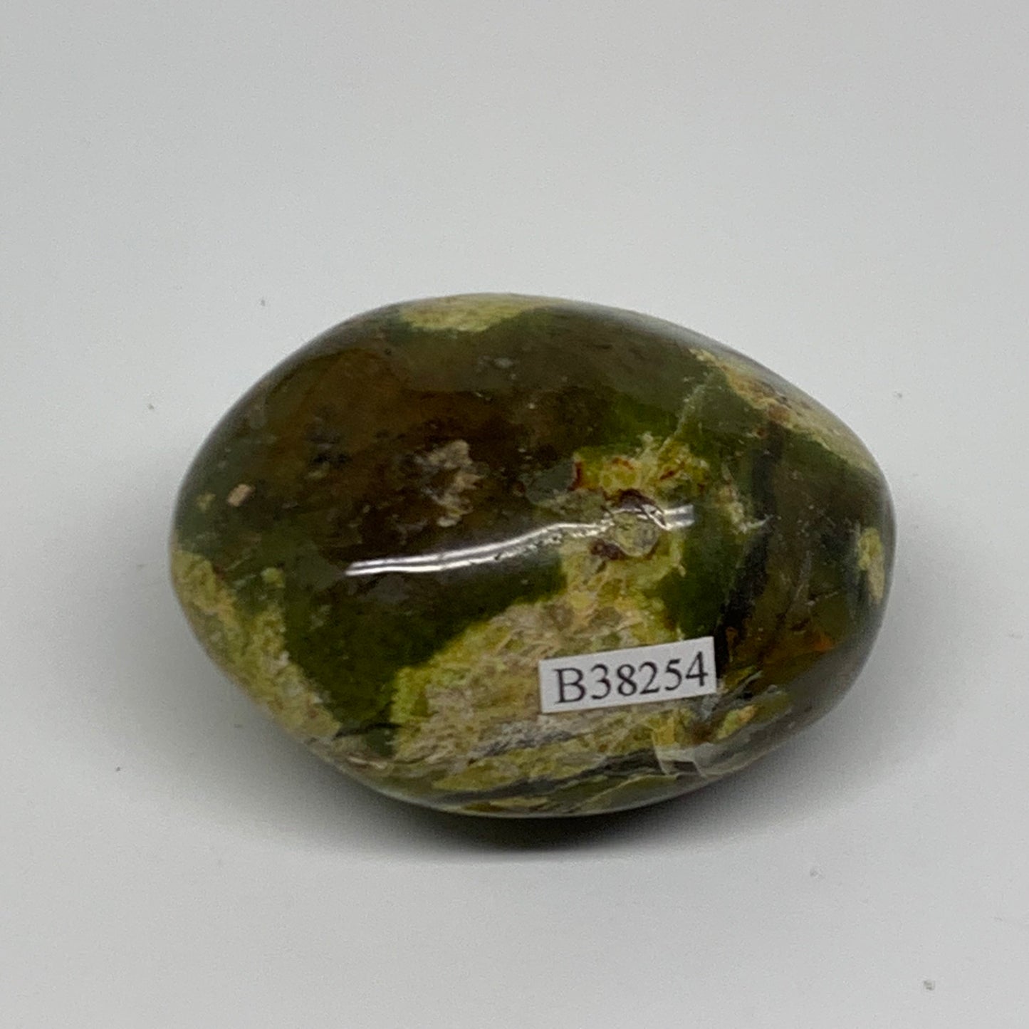 134.4g, 2.4"x2"x1.3", Green Opal Crystal PalmStone Polished Reiki, B38254