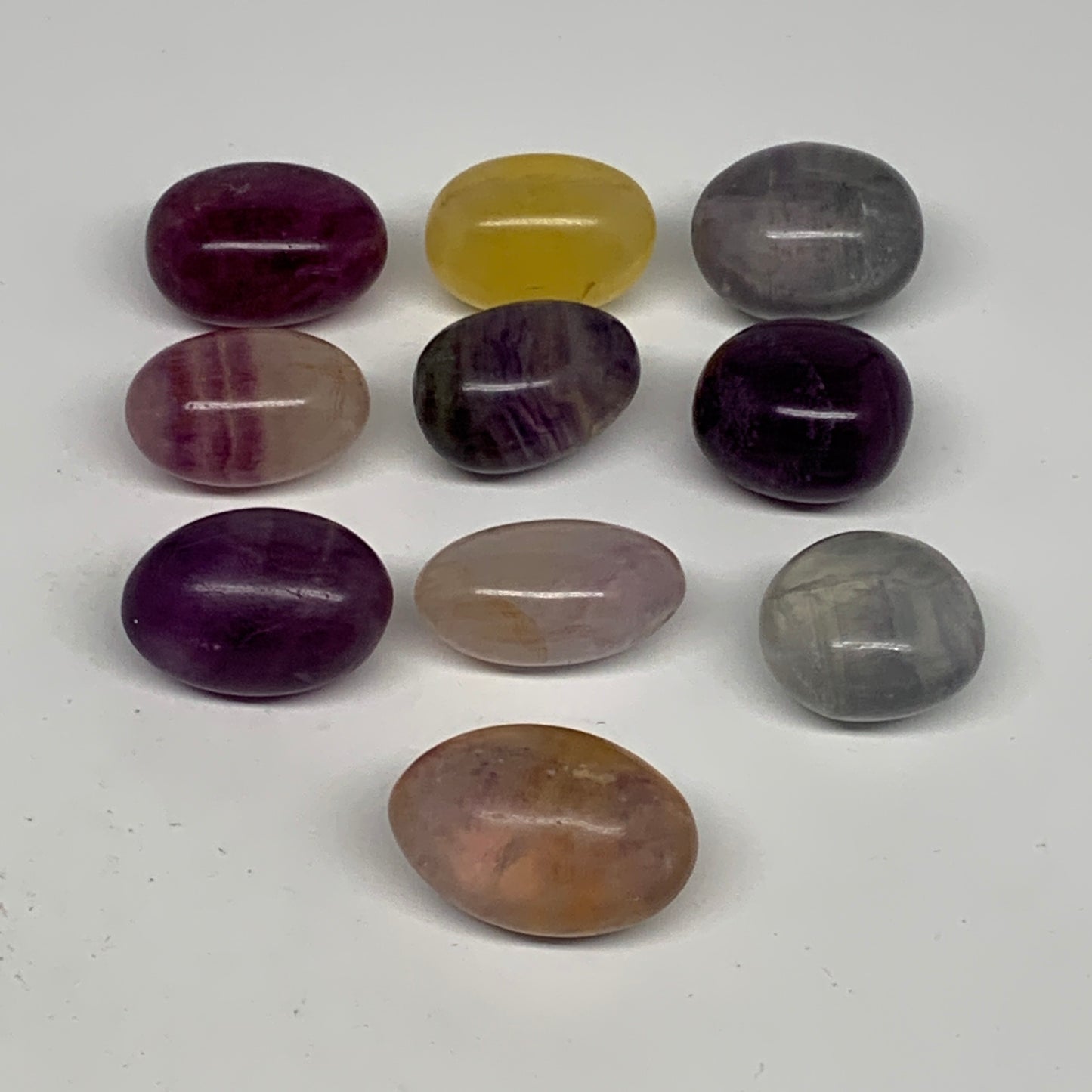 148.2g, 0.9"-1.2", 10pcs, Multi Color Fluorite Crystal Tumbled Stones, B28726