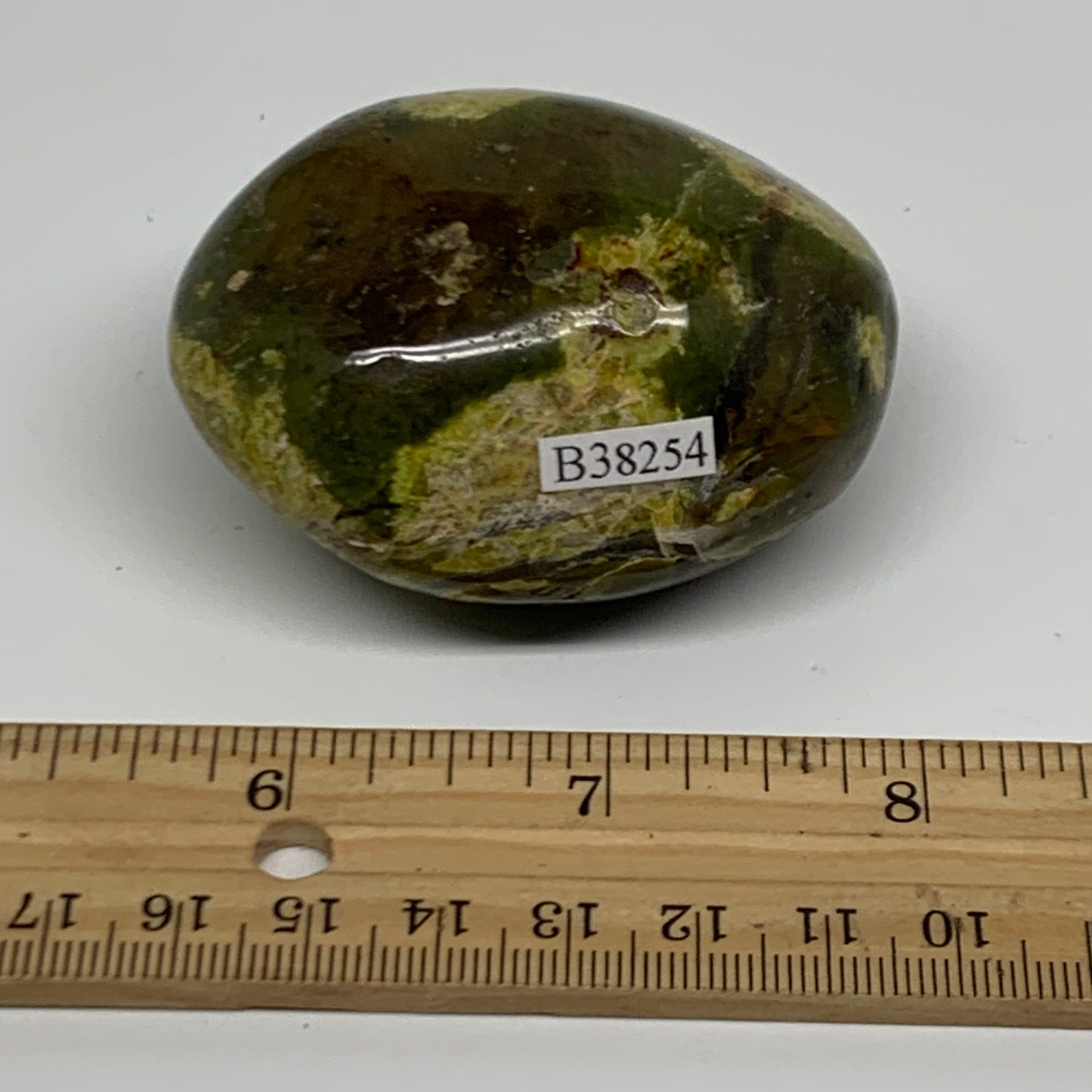 134.4g, 2.4"x2"x1.3", Green Opal Crystal PalmStone Polished Reiki, B38254
