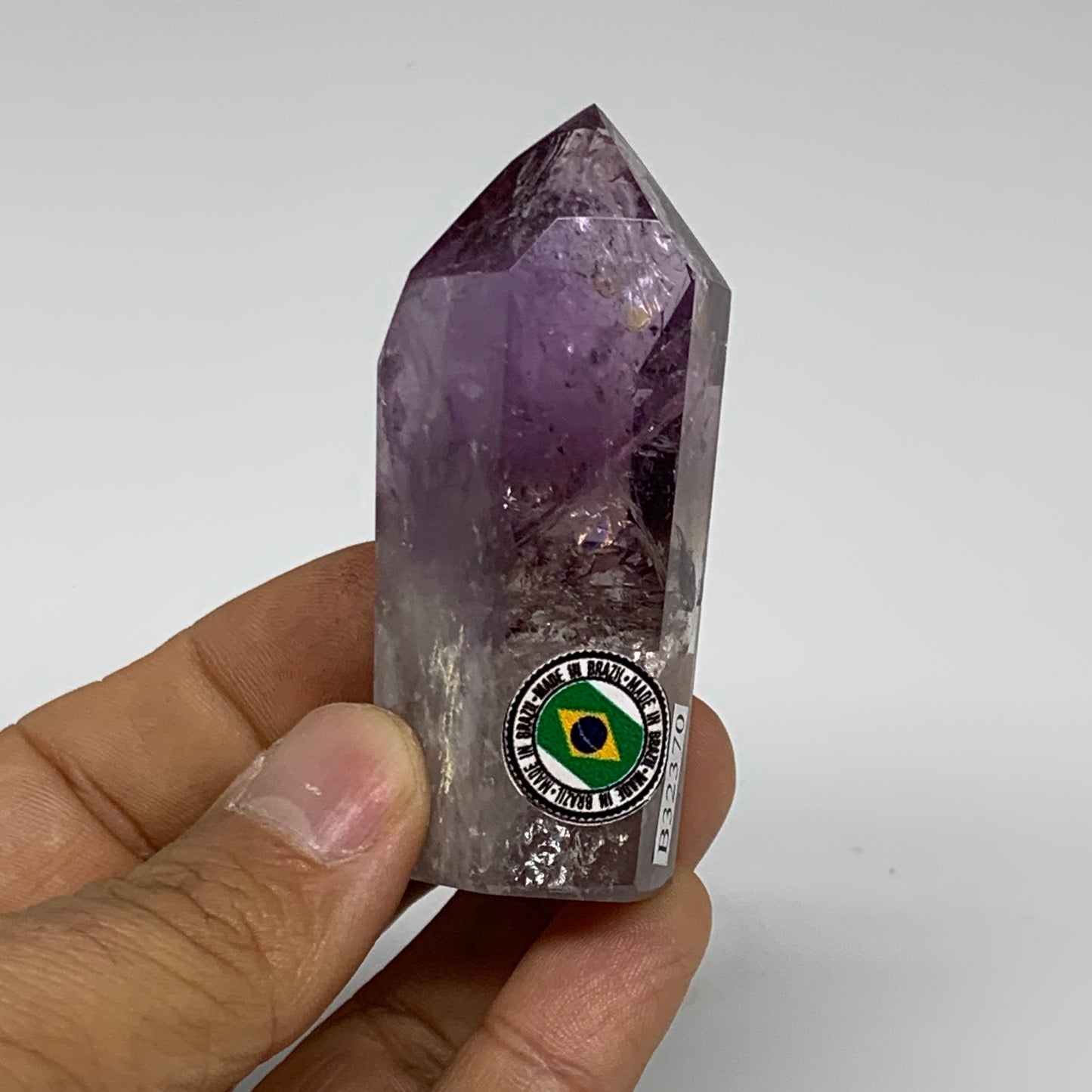 73.1g, 2.6"x1.2"x0.9", Natural Amethyst Tower Point Obelisk @Brazil, B32370