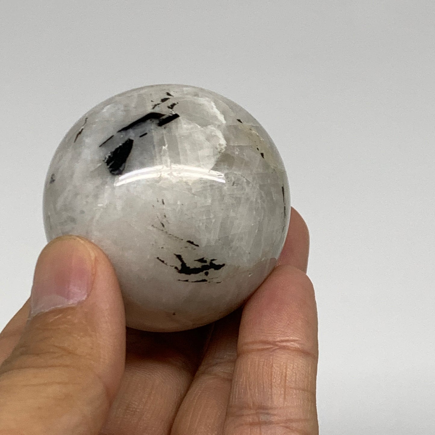 131.8g, 1.8"(45mm), Natural Rainbow Moonstone Sphere Ball Gemstone, B35176