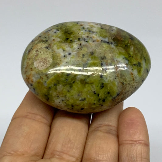 122.7g, 2.5"x2"x1.2", Green Opal Crystal PalmStone Polished Reiki, B38255