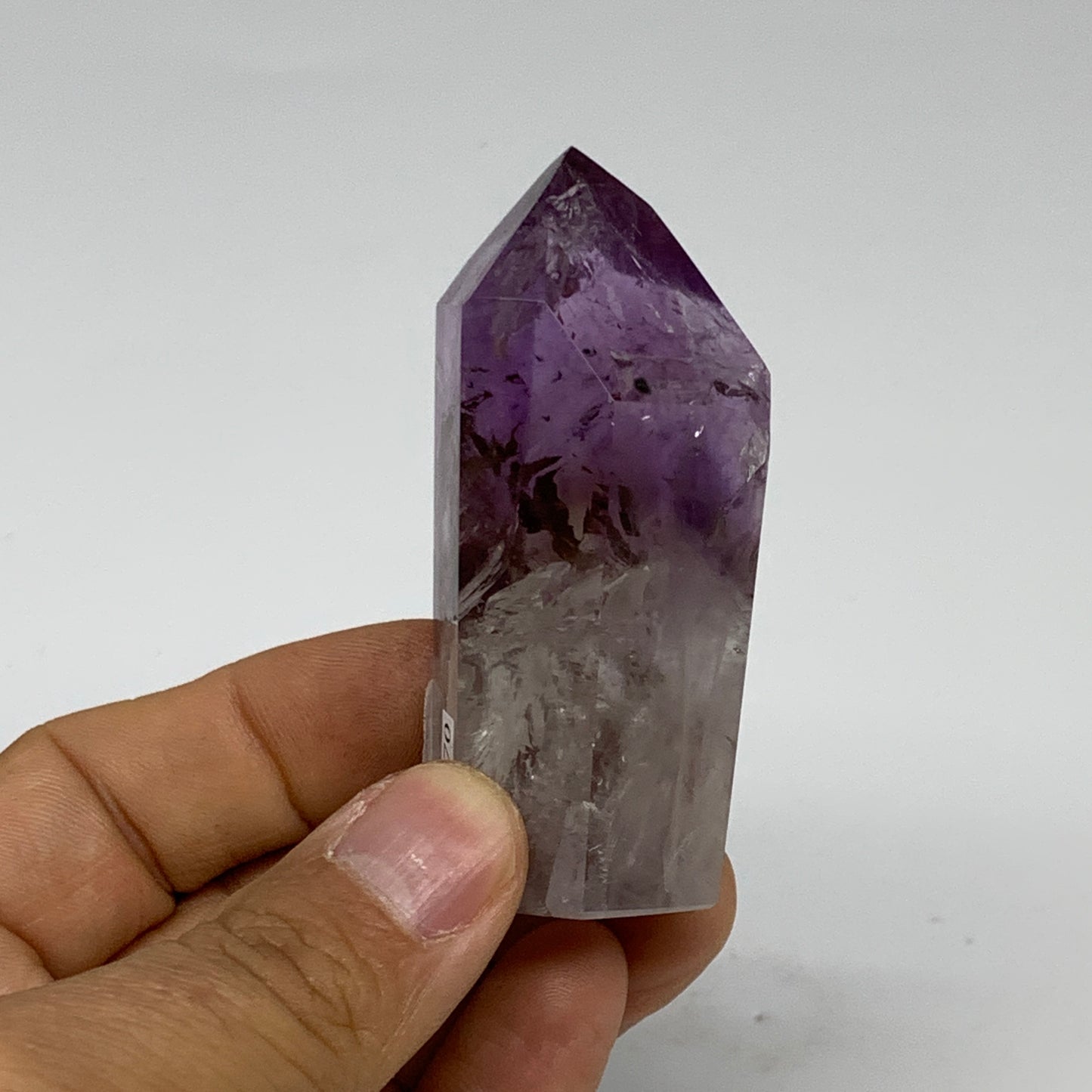 73.1g, 2.6"x1.2"x0.9", Natural Amethyst Tower Point Obelisk @Brazil, B32370
