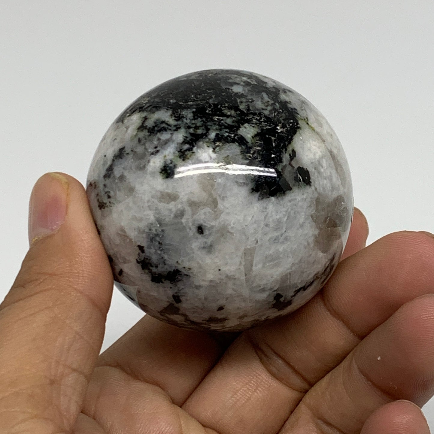 186.7g, 2"(50mm), Natural Rainbow Moonstone Sphere Ball Gemstone, B34390