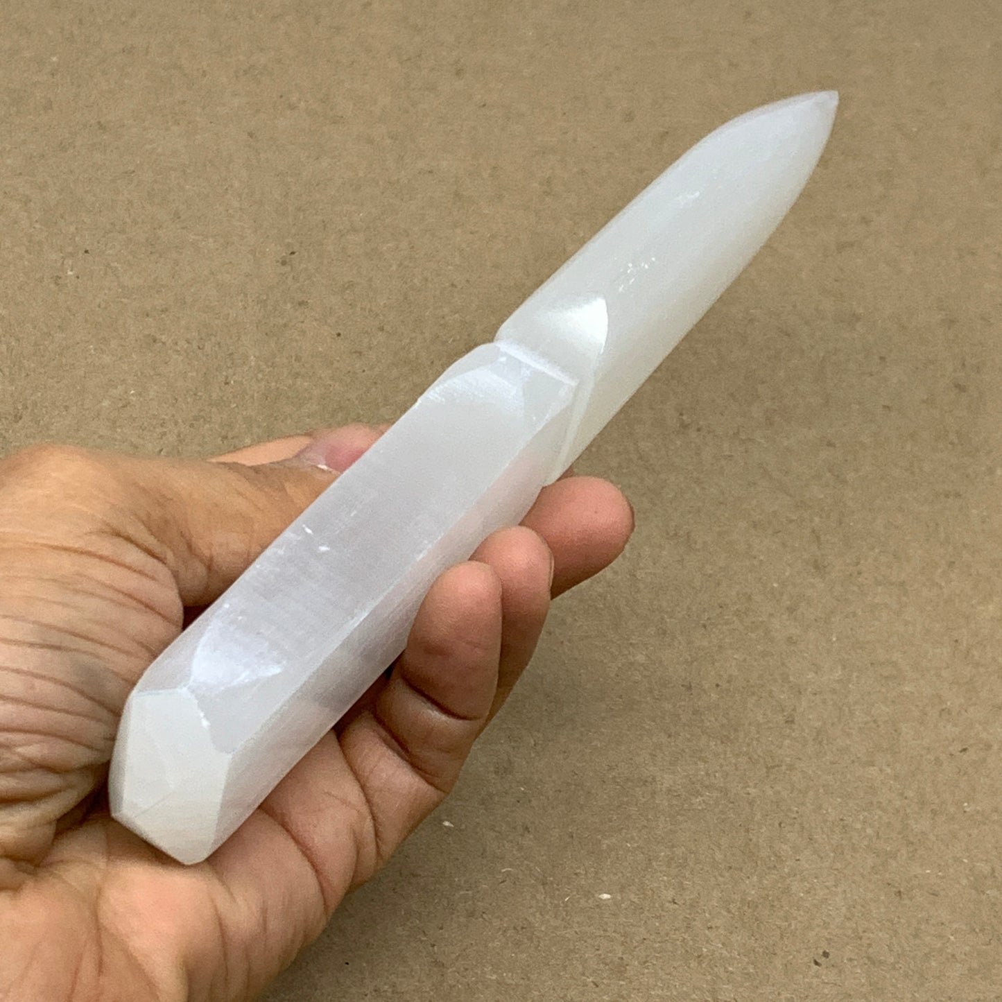 175g, 7.5"x1.4"x0.7", Natural Selenite Crystal Dagger (Satin Spar), B36910
