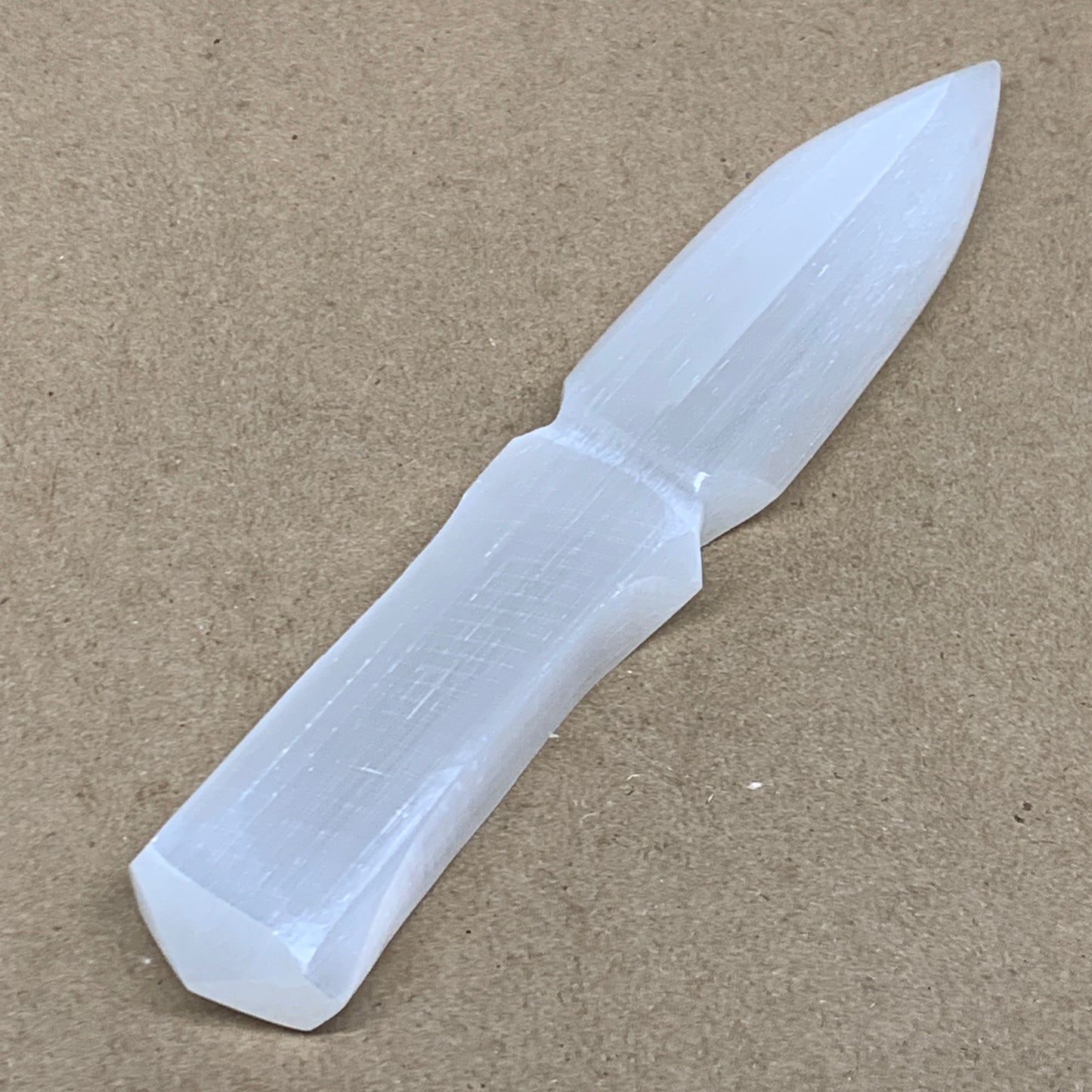 175g, 7.5"x1.4"x0.7", Natural Selenite Crystal Dagger (Satin Spar), B36910