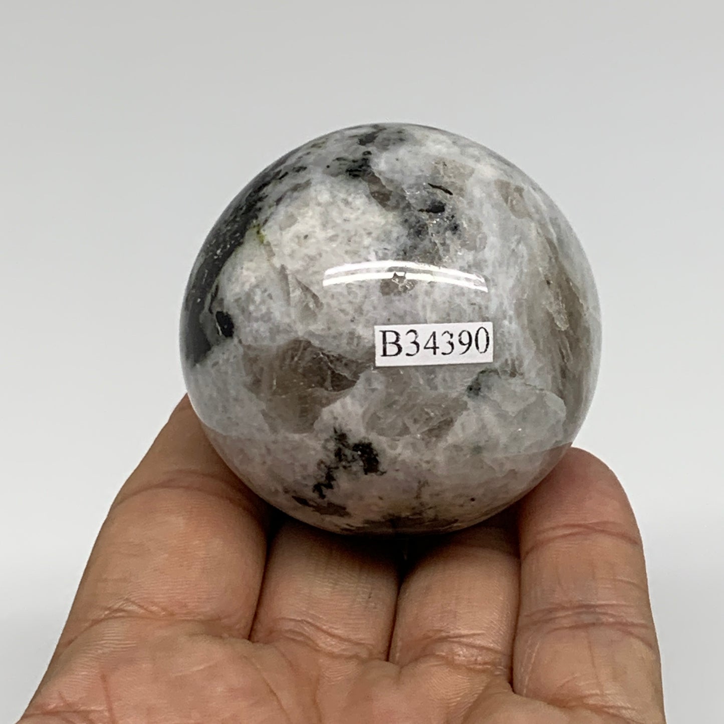 186.7g, 2"(50mm), Natural Rainbow Moonstone Sphere Ball Gemstone, B34390