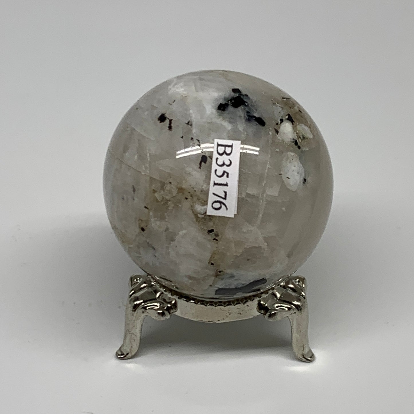 131.8g, 1.8"(45mm), Natural Rainbow Moonstone Sphere Ball Gemstone, B35176