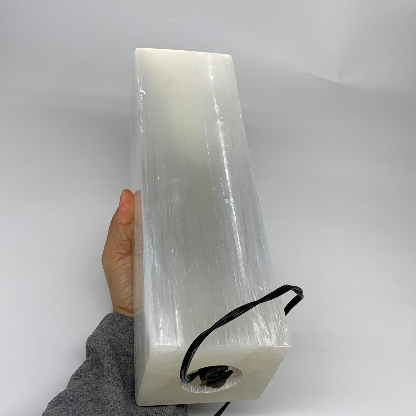 10.9 lbs. 11.75"x3.6", Rectangle Selenite (Satin Spar) Lamp, w/6ft Chord, B35837