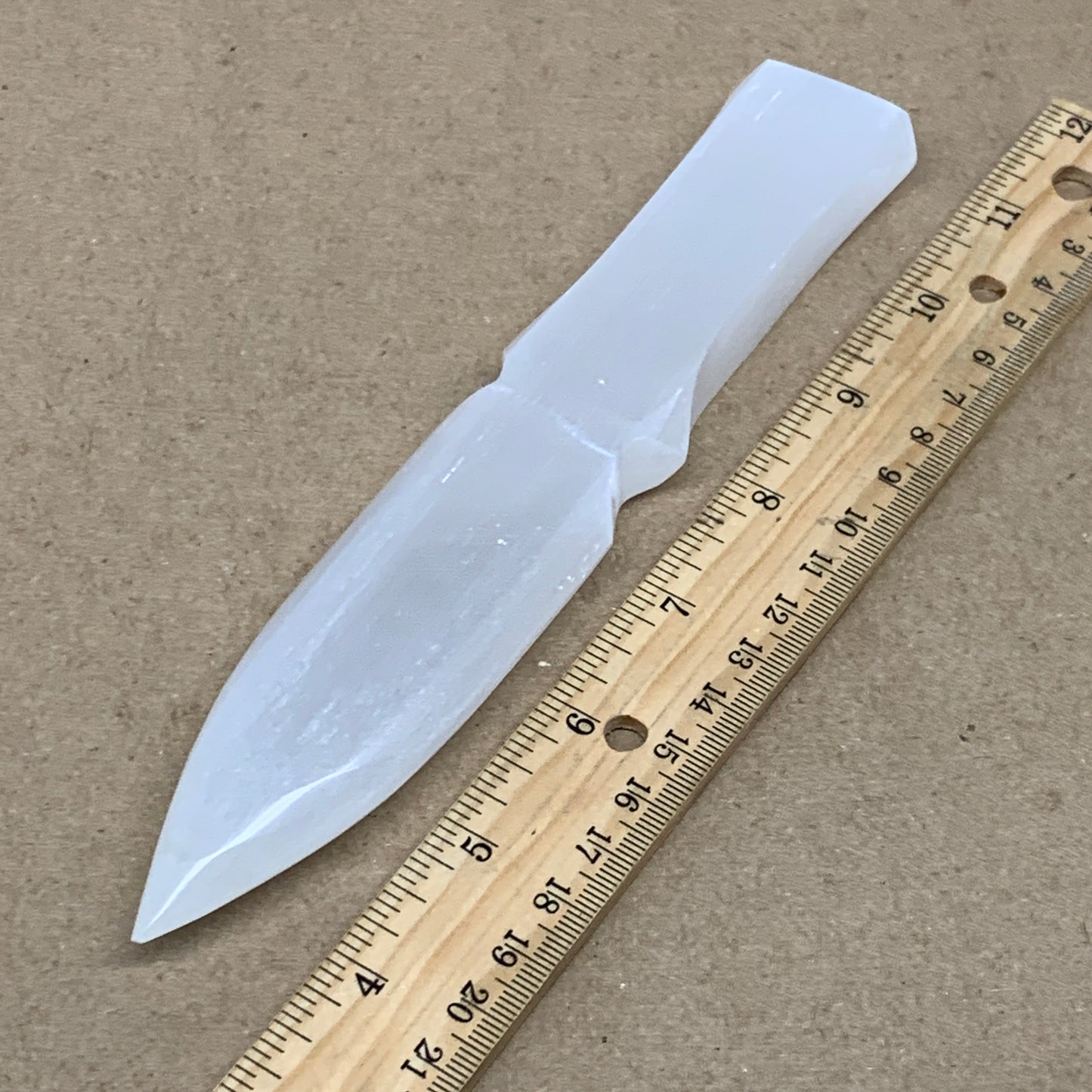 175g, 7.5"x1.4"x0.7", Natural Selenite Crystal Dagger (Satin Spar), B36910