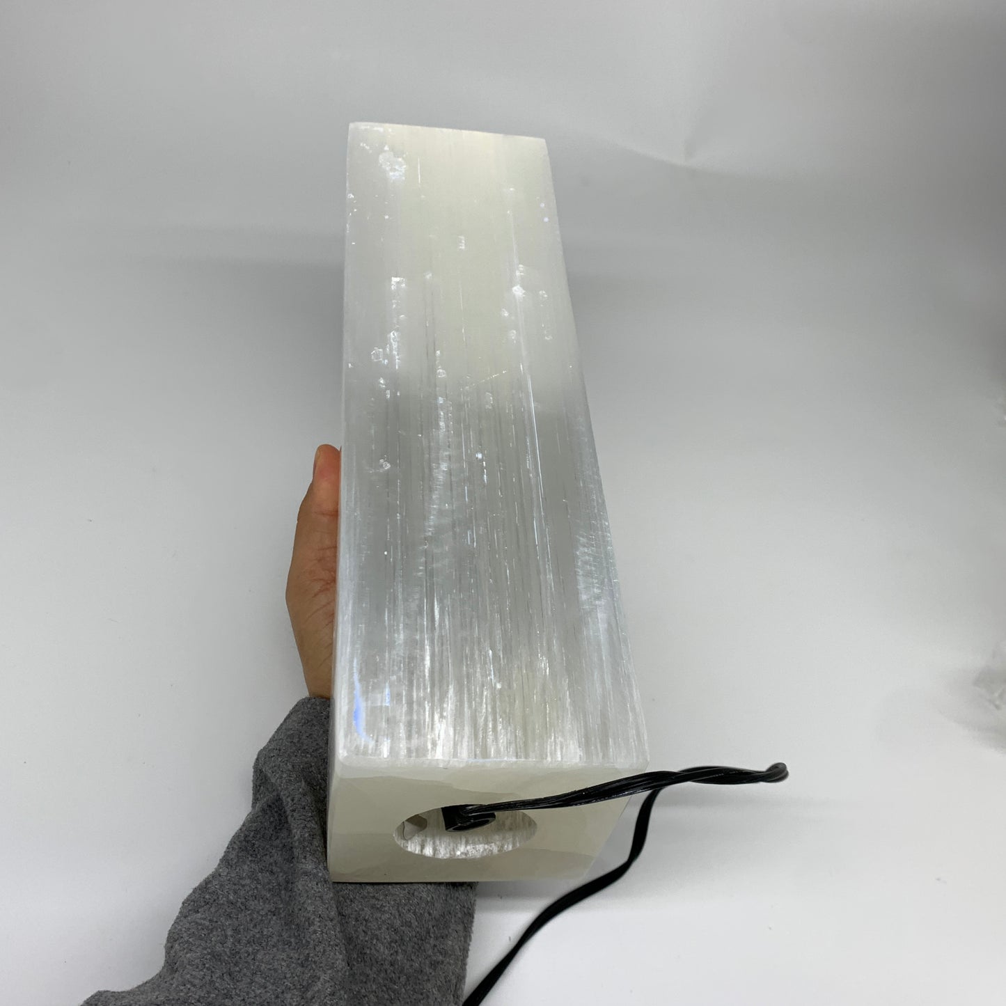 10.9 lbs. 11.75"x3.6", Rectangle Selenite (Satin Spar) Lamp, w/6ft Chord, B35837