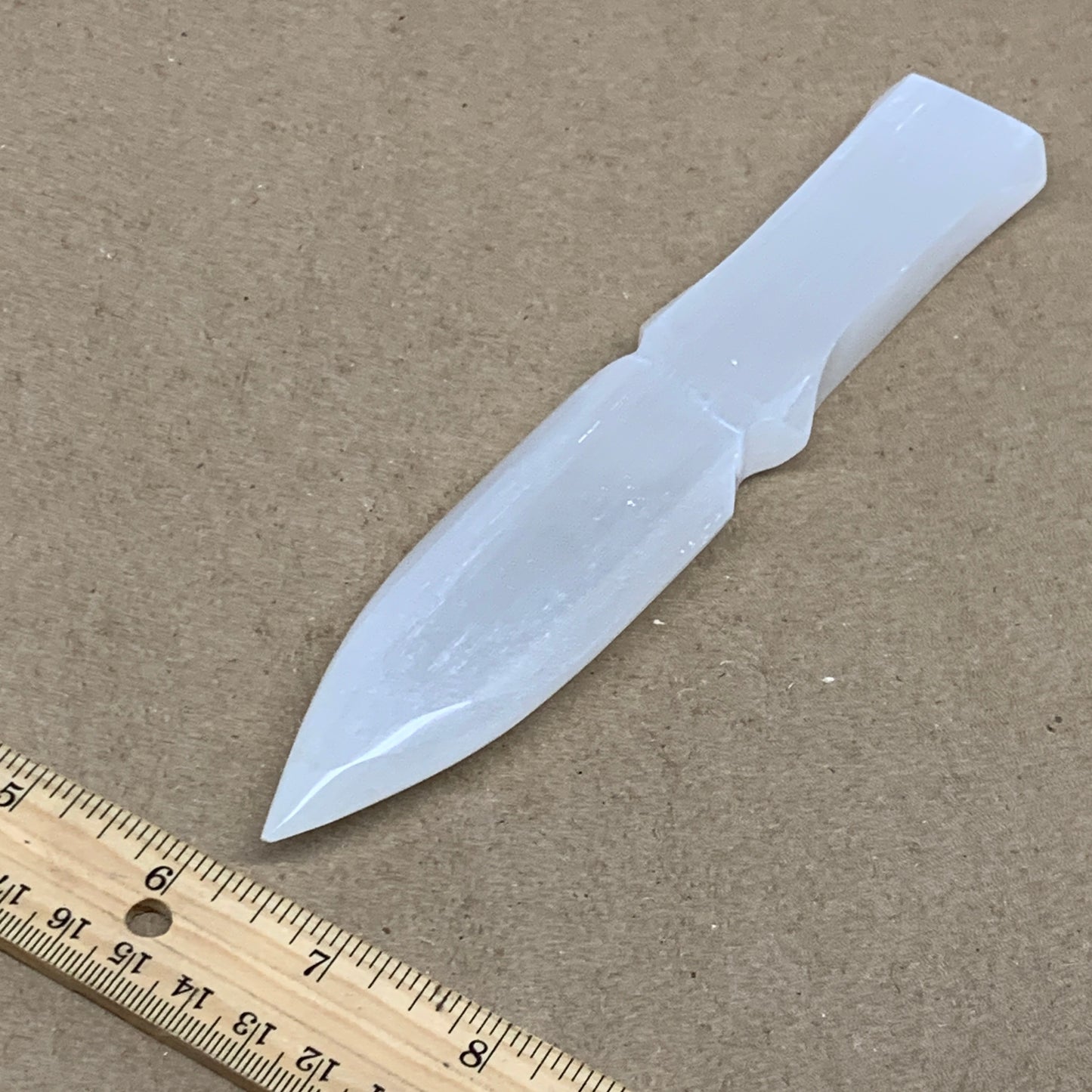 175g, 7.5"x1.4"x0.7", Natural Selenite Crystal Dagger (Satin Spar), B36910