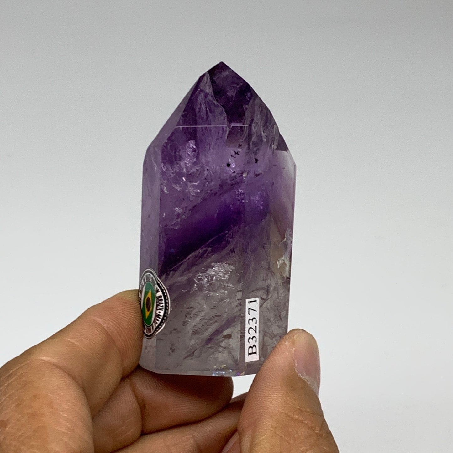 88.1g, 2.5"x1.3"x1", Natural Amethyst Tower Point Obelisk @Brazil, B32371