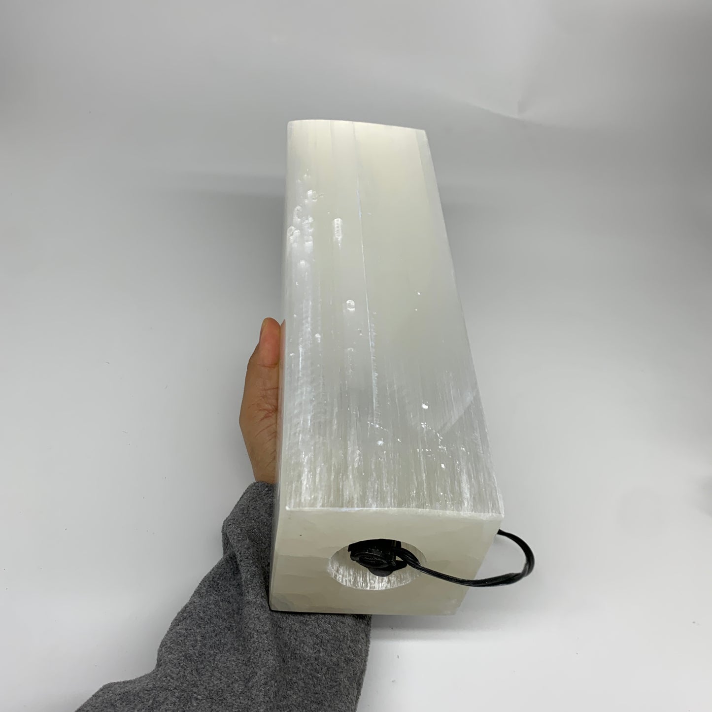 10.9 lbs. 11.75"x3.6", Rectangle Selenite (Satin Spar) Lamp, w/6ft Chord, B35837