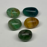 148g, 1.1"-1.5", 5pcs, Multi Color Fluorite Crystal Tumbled Stones, B28727