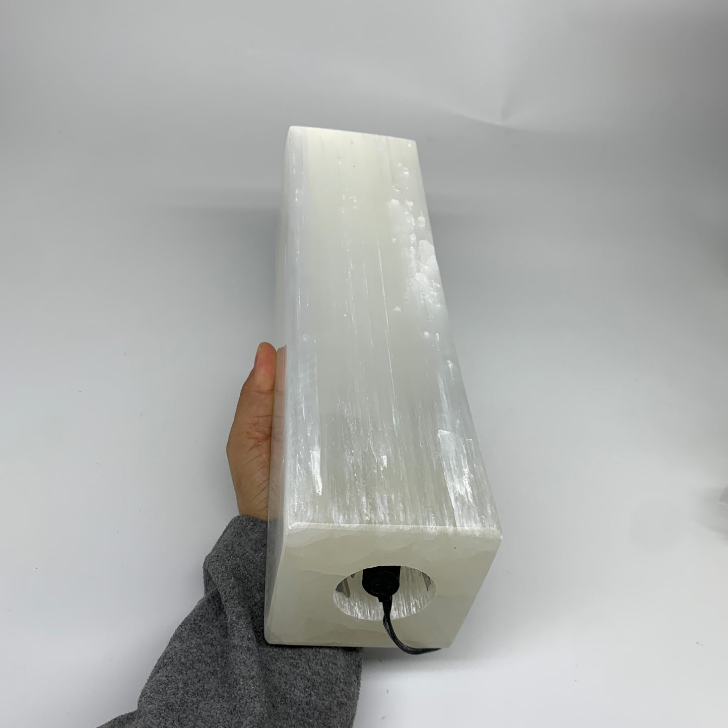 10.9 lbs. 11.75"x3.6", Rectangle Selenite (Satin Spar) Lamp, w/6ft Chord, B35837