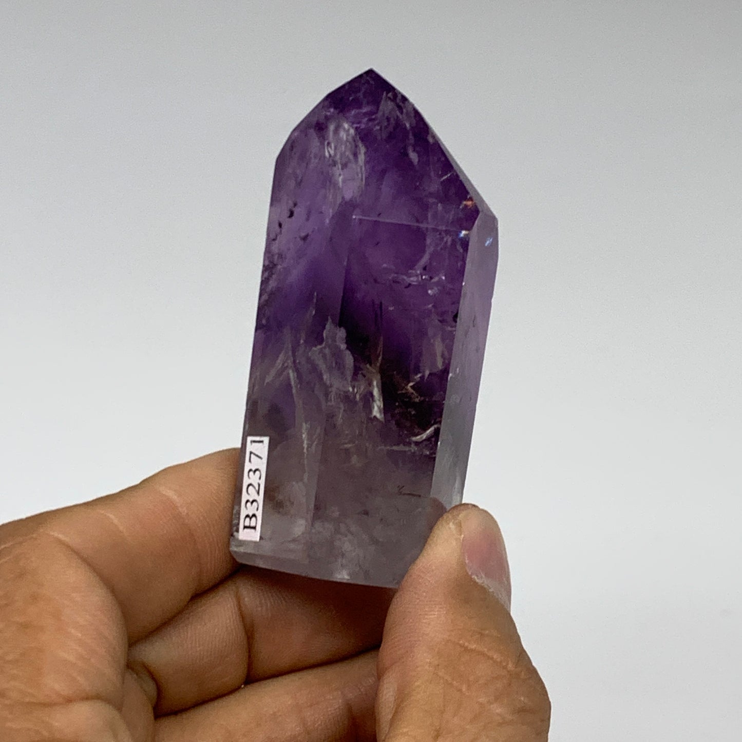 88.1g, 2.5"x1.3"x1", Natural Amethyst Tower Point Obelisk @Brazil, B32371