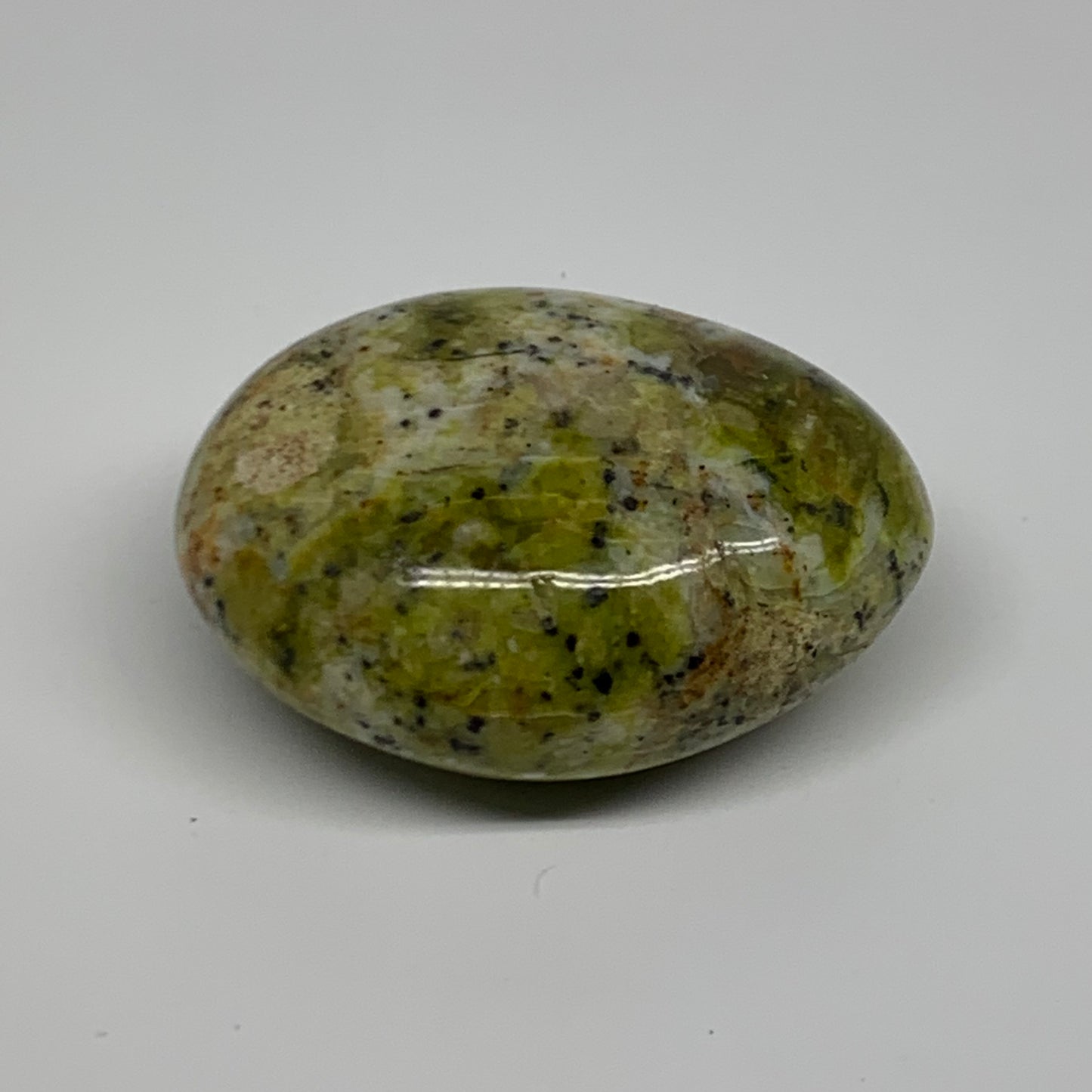 122.7g, 2.5"x2"x1.2", Green Opal Crystal PalmStone Polished Reiki, B38255