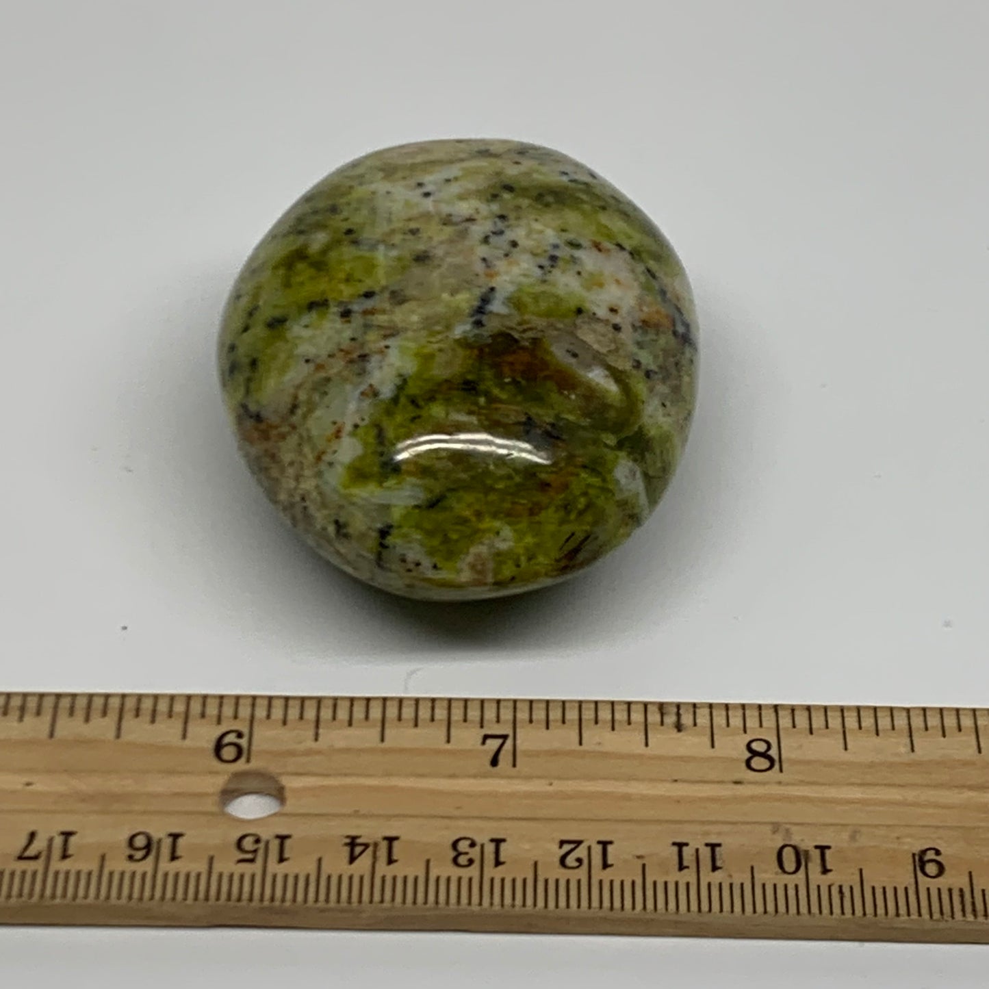 122.7g, 2.5"x2"x1.2", Green Opal Crystal PalmStone Polished Reiki, B38255
