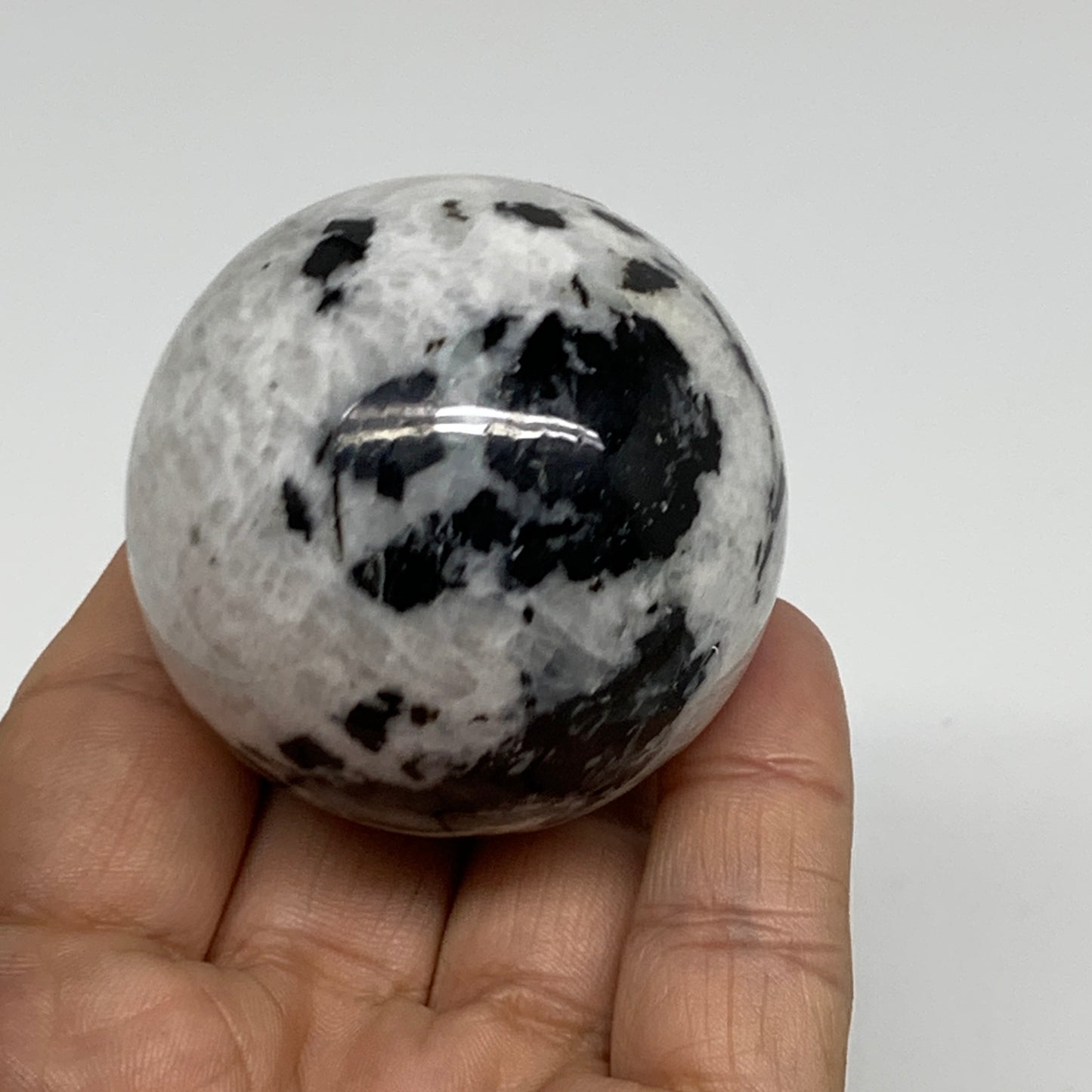 156g, 1.9"(48mm), Natural Rainbow Moonstone Sphere Ball Gemstone, B34391