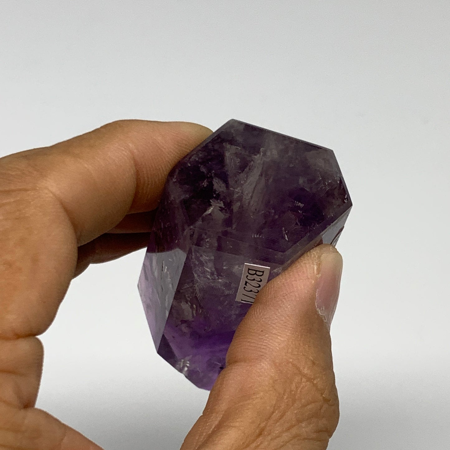 88.1g, 2.5"x1.3"x1", Natural Amethyst Tower Point Obelisk @Brazil, B32371