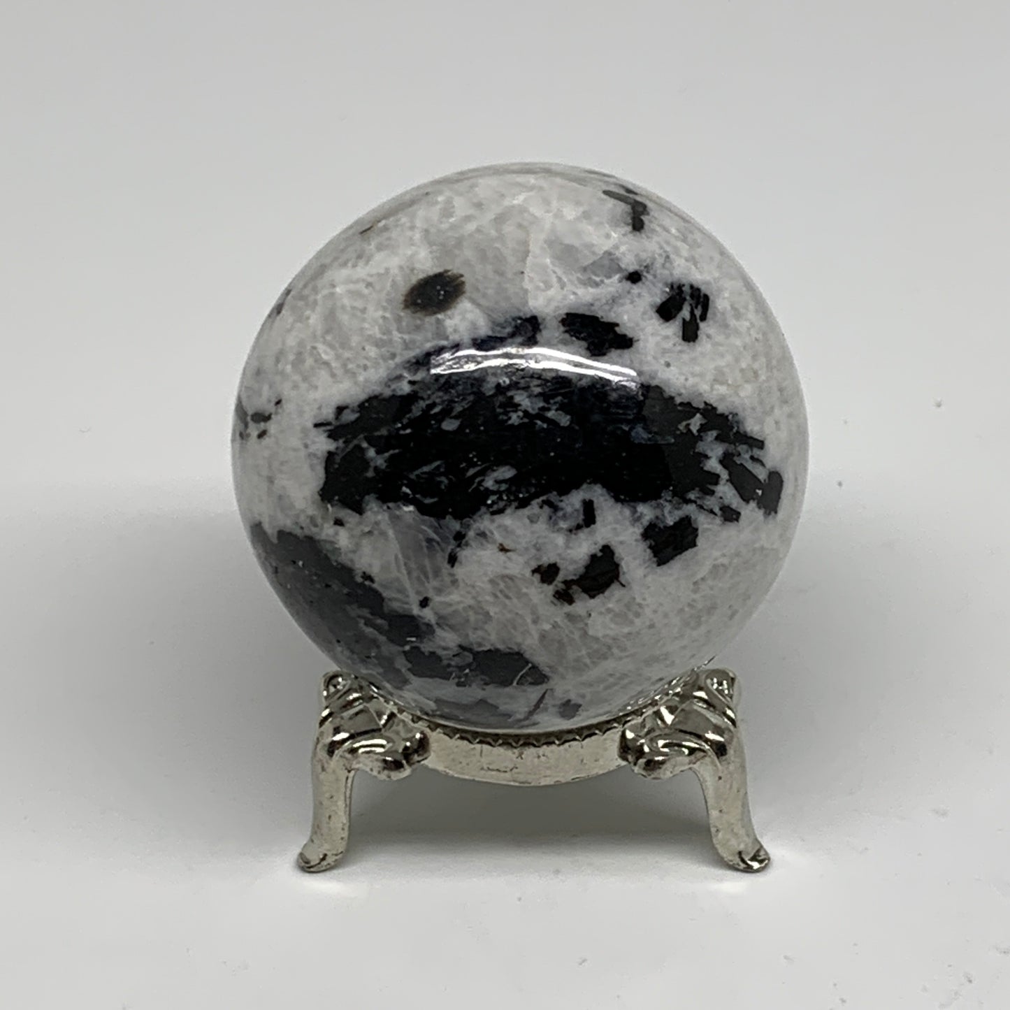 156g, 1.9"(48mm), Natural Rainbow Moonstone Sphere Ball Gemstone, B34391