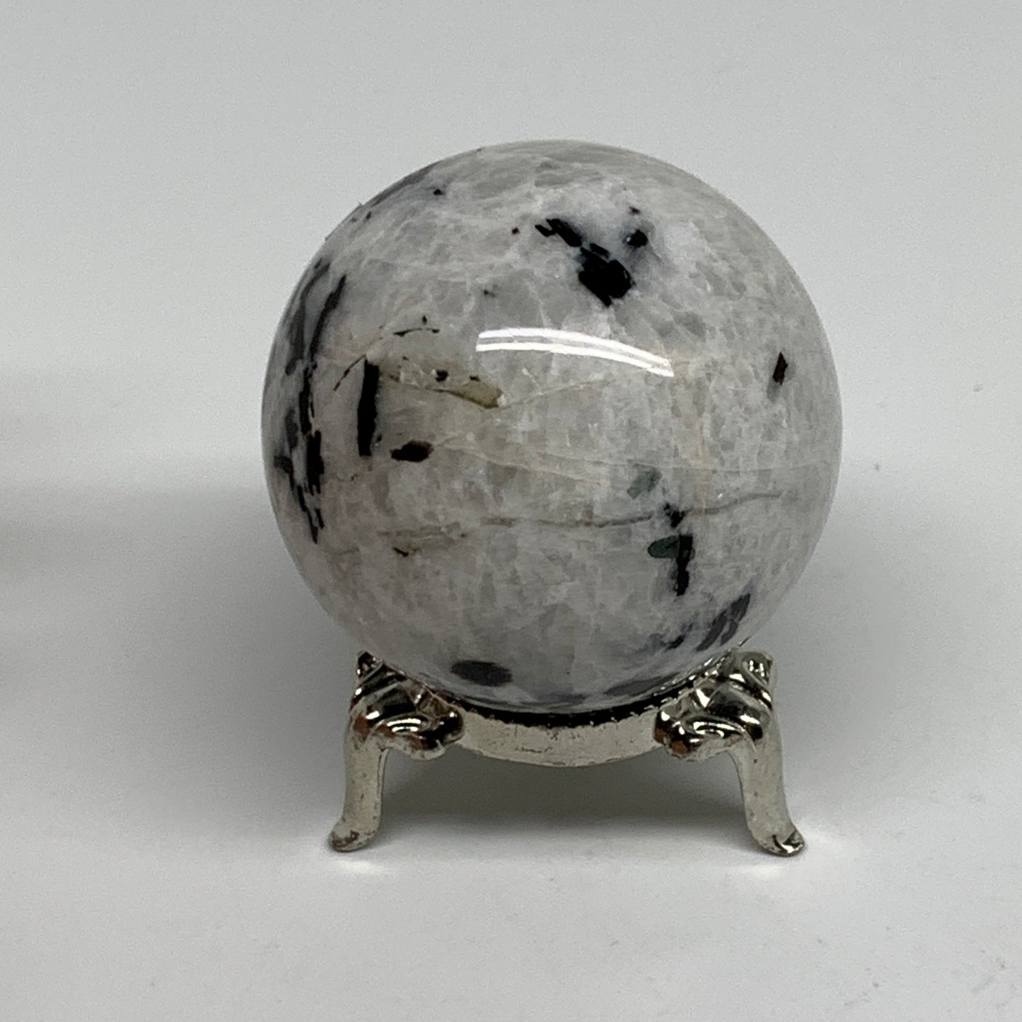 156g, 1.9"(48mm), Natural Rainbow Moonstone Sphere Ball Gemstone, B34391