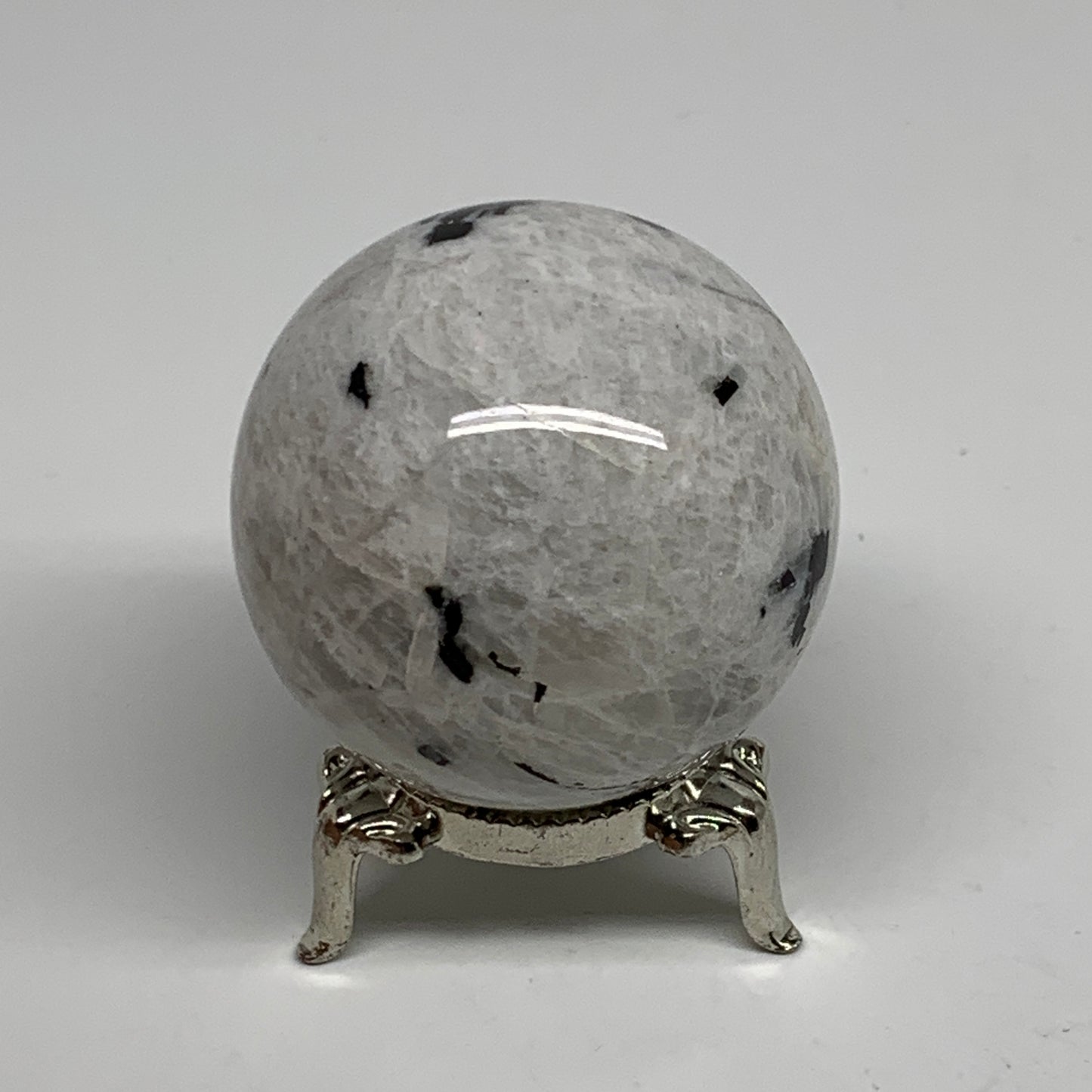 156g, 1.9"(48mm), Natural Rainbow Moonstone Sphere Ball Gemstone, B34391