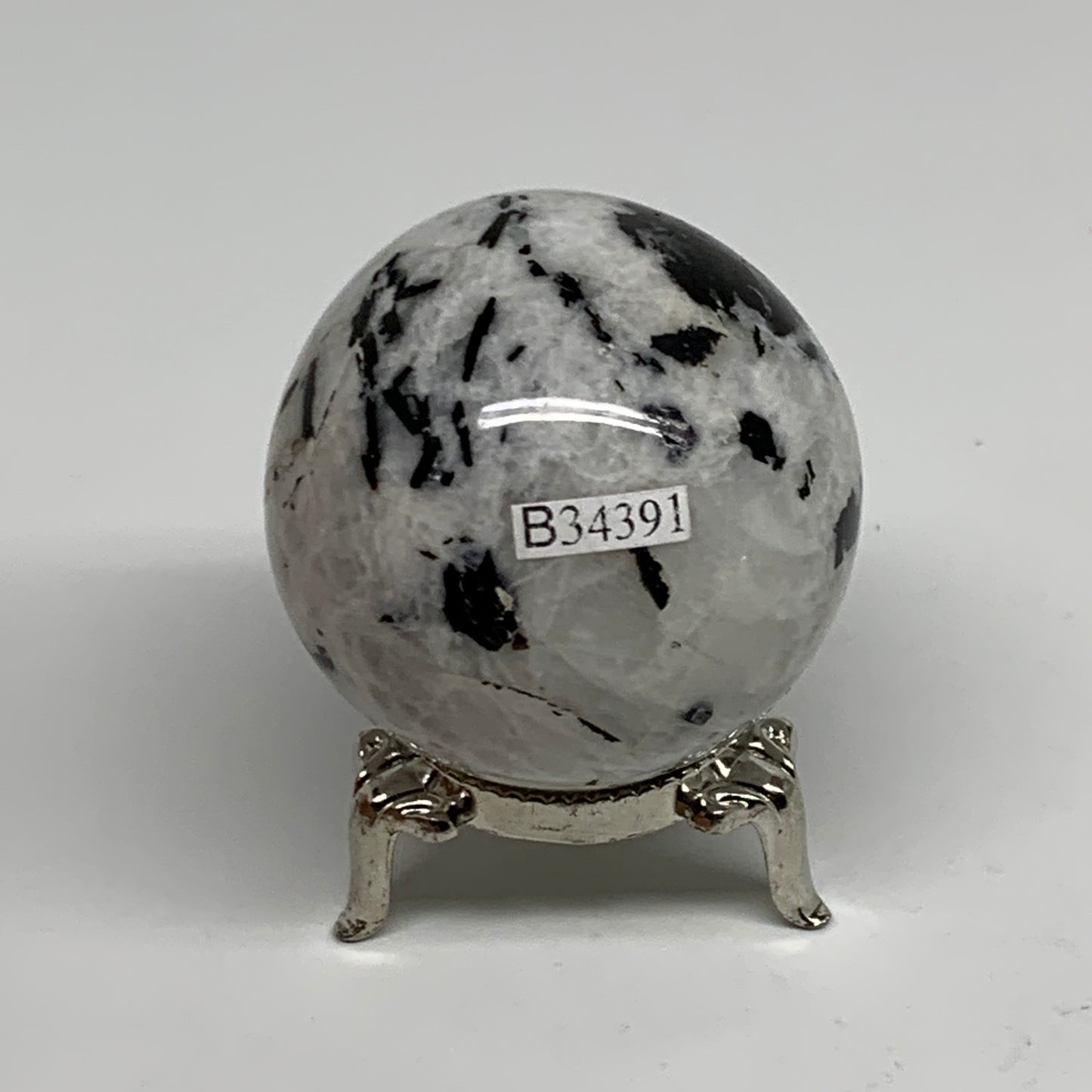 156g, 1.9"(48mm), Natural Rainbow Moonstone Sphere Ball Gemstone, B34391