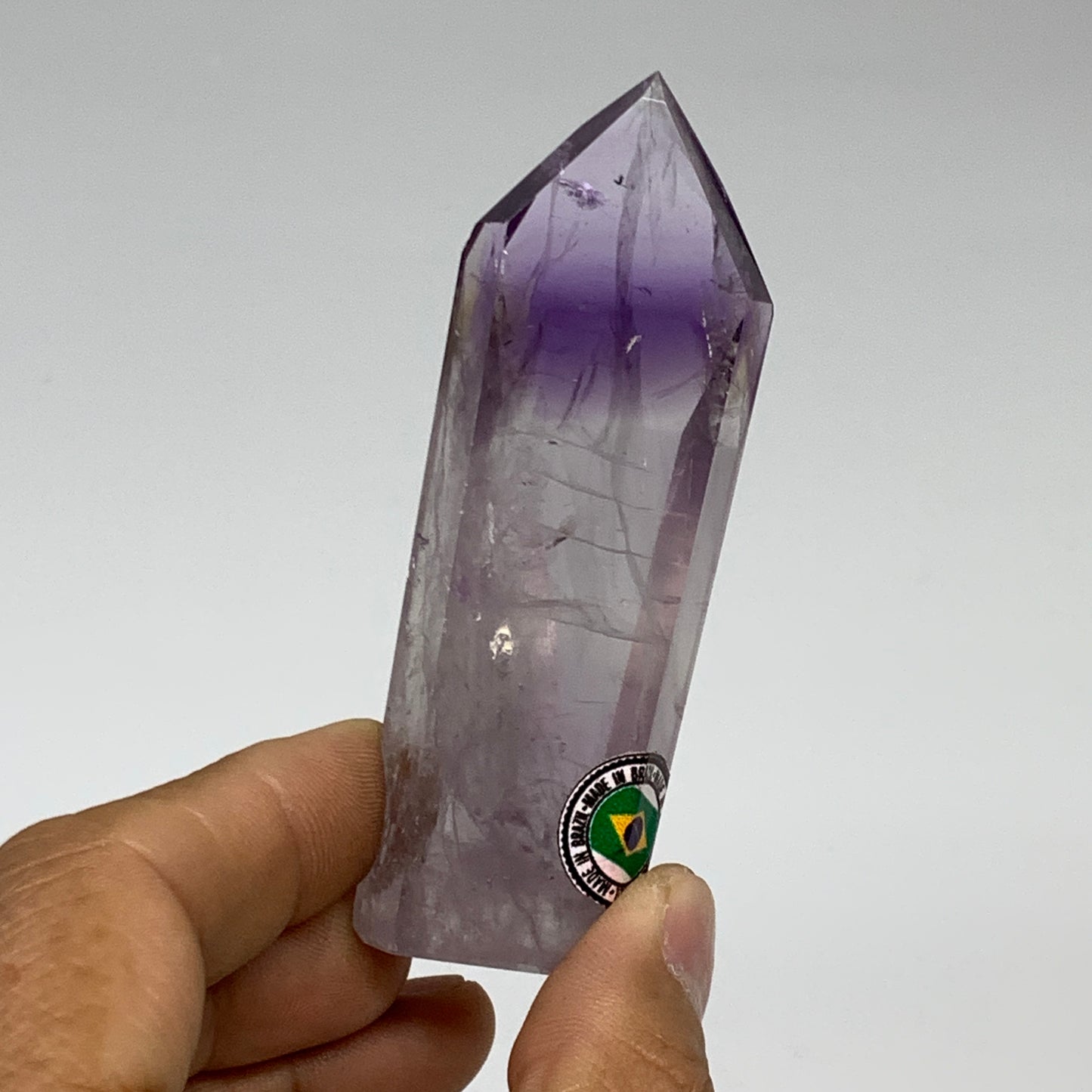 60.8g, 3.1"x1.1"x0.6", Natural Amethyst Tower Point Obelisk @Brazil, B32372