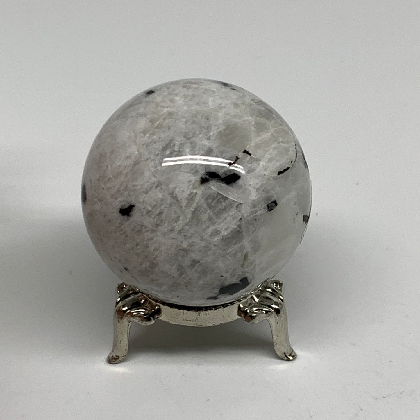 156g, 1.9"(48mm), Natural Rainbow Moonstone Sphere Ball Gemstone, B34391