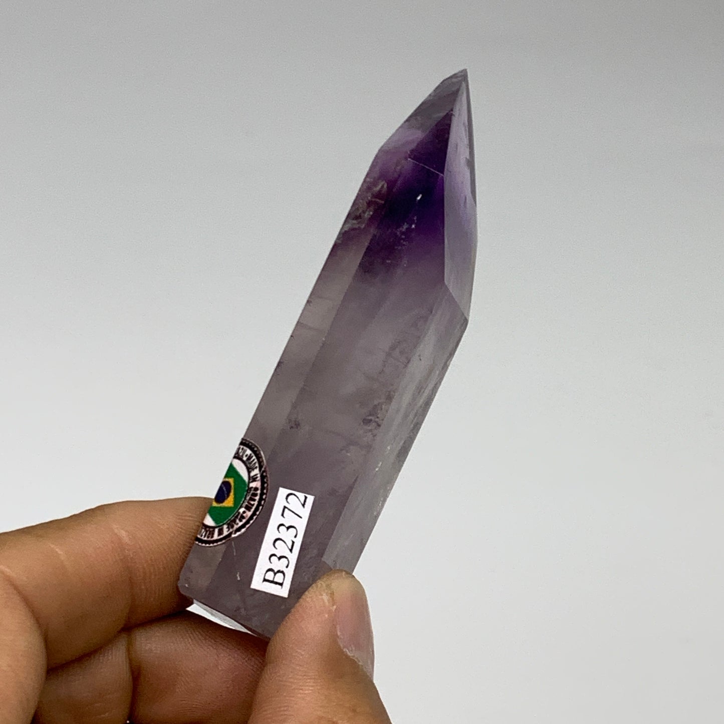 60.8g, 3.1"x1.1"x0.6", Natural Amethyst Tower Point Obelisk @Brazil, B32372